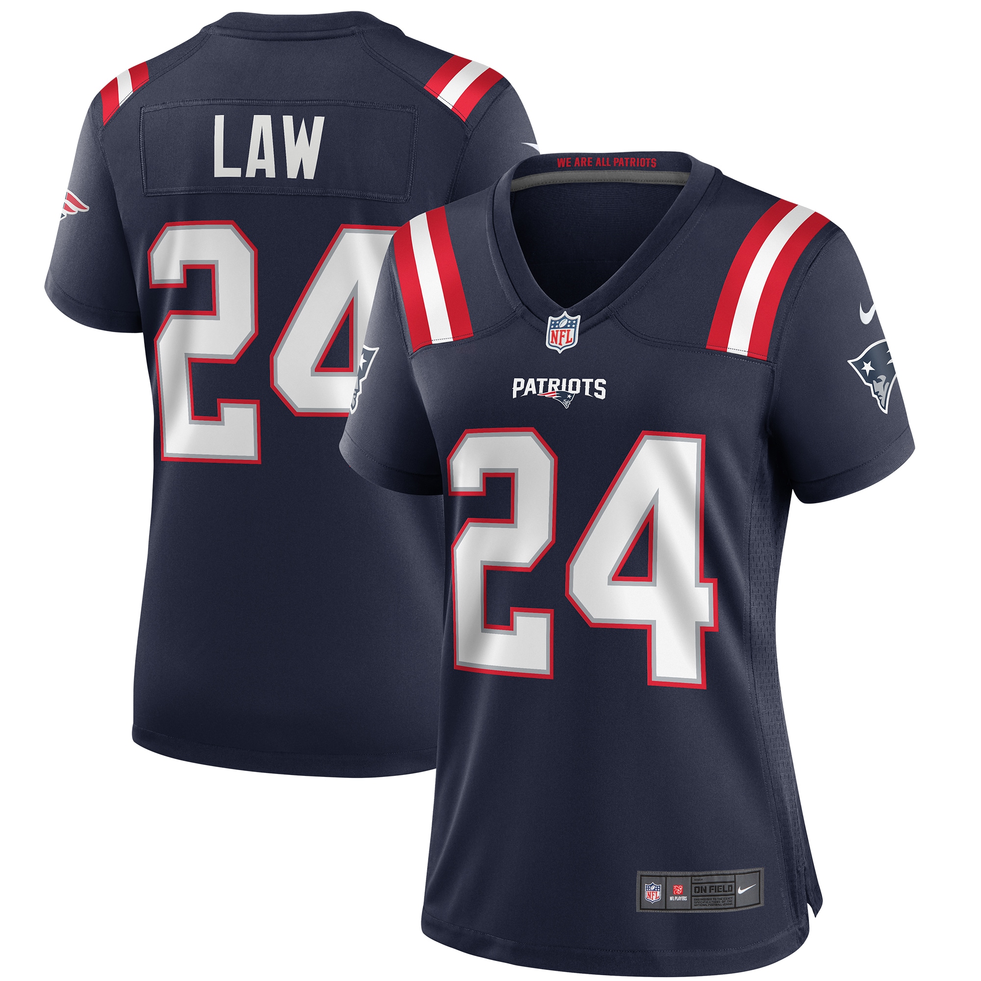 Women's New England Patriots Ty Law Navy Game Retired Player Jersey JS5288 nicesnker