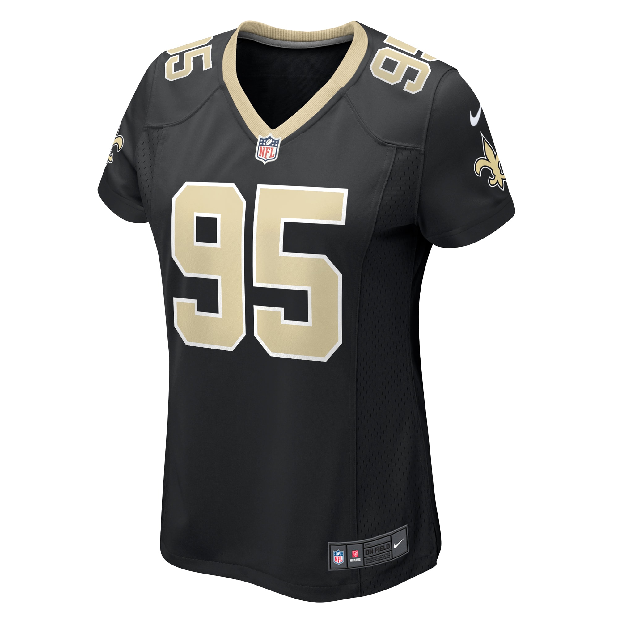 Alternative view of Women's New Orleans Saints Jack Heflin Black Team Game Jersey JS1577 nicesnker