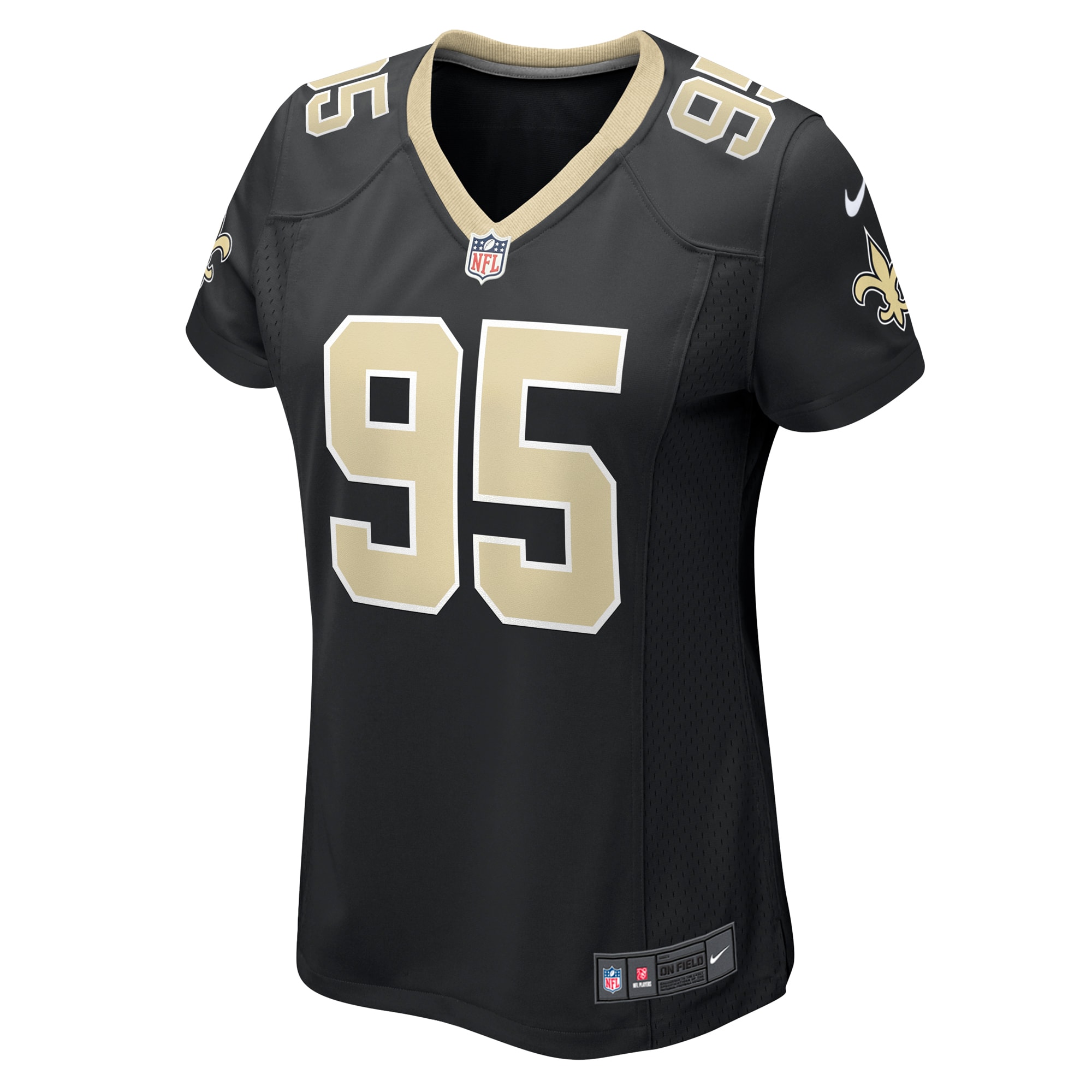 Alternative view of Women's New Orleans Saints John Ridgeway III Black Game Jersey JS8113 nicesnker