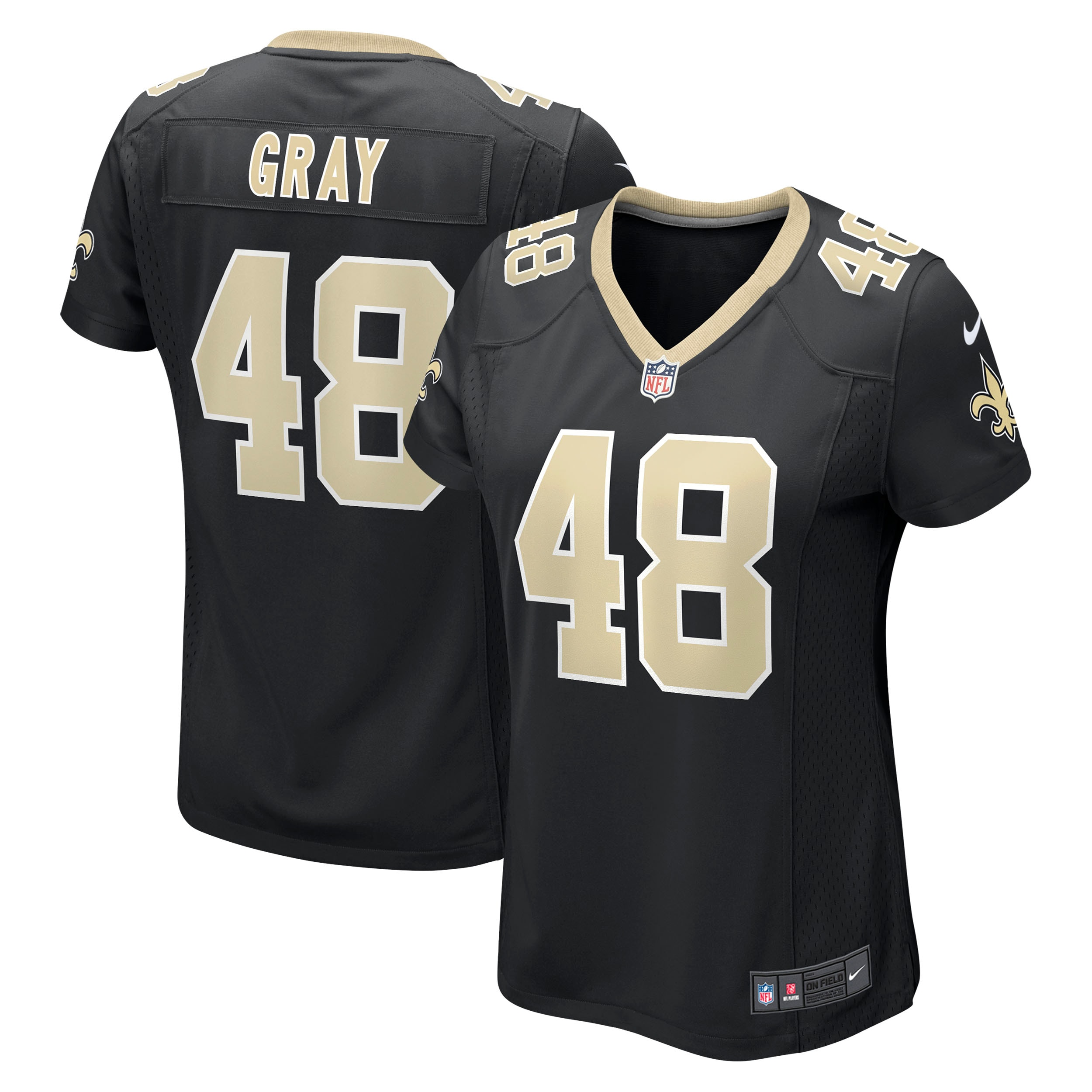 Women's New Orleans Saints J.T. Gray Black Game Jersey JS1843 nicesnker