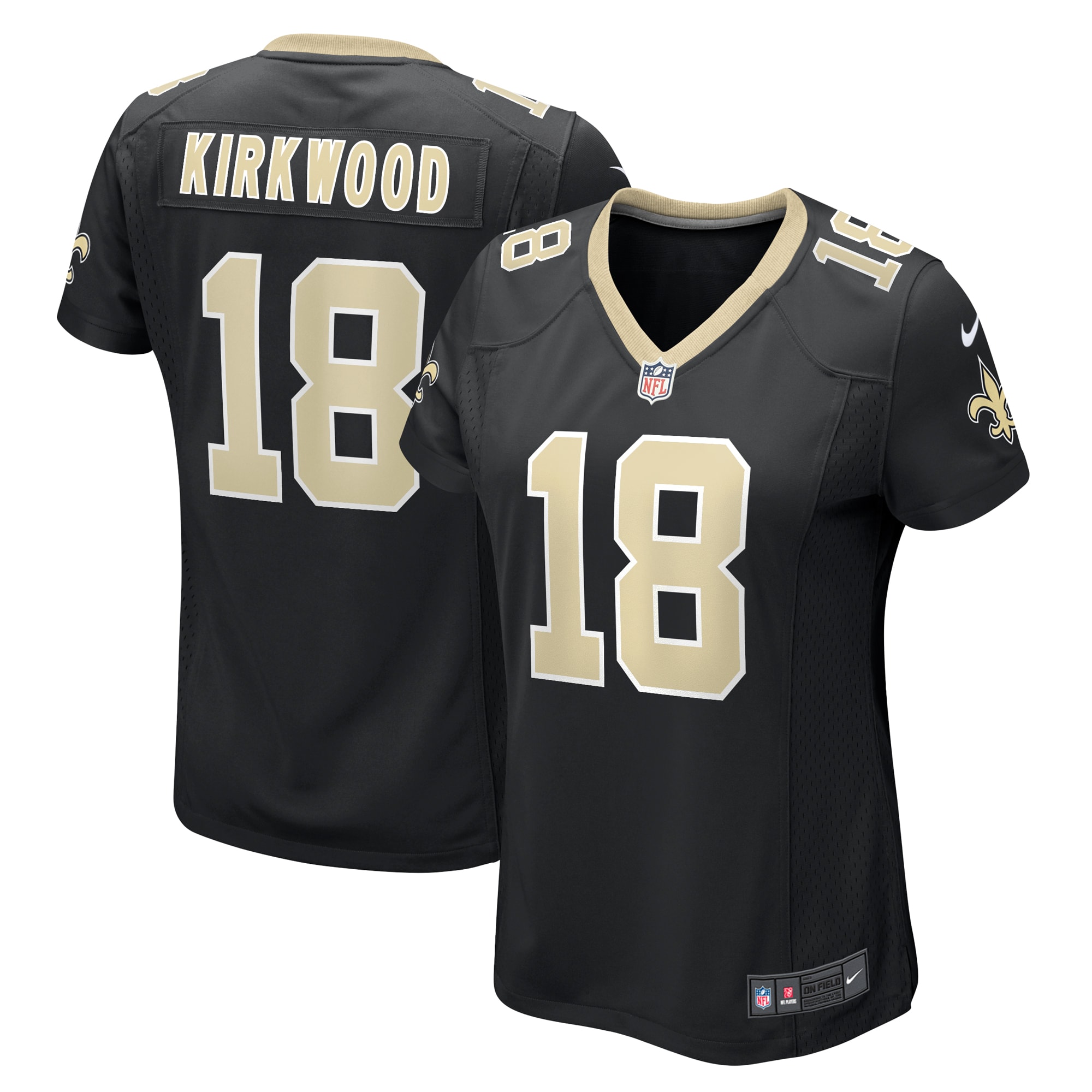 Women's New Orleans Saints Keith Kirkwood Black Team Game Jersey JS9988 nicesnker