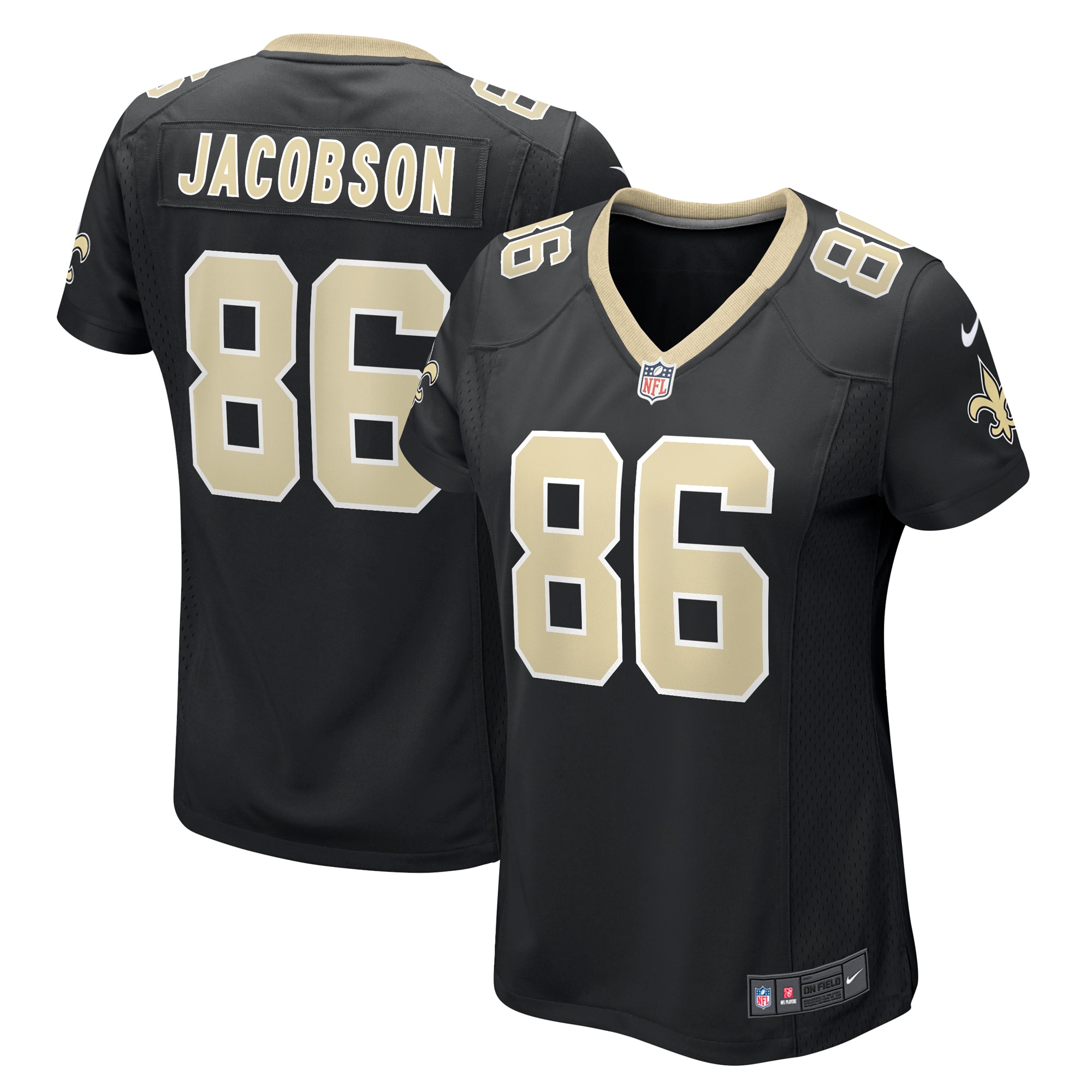 Women's New Orleans Saints Michael Jacobson Black Game Jersey JS7284 nicesnker