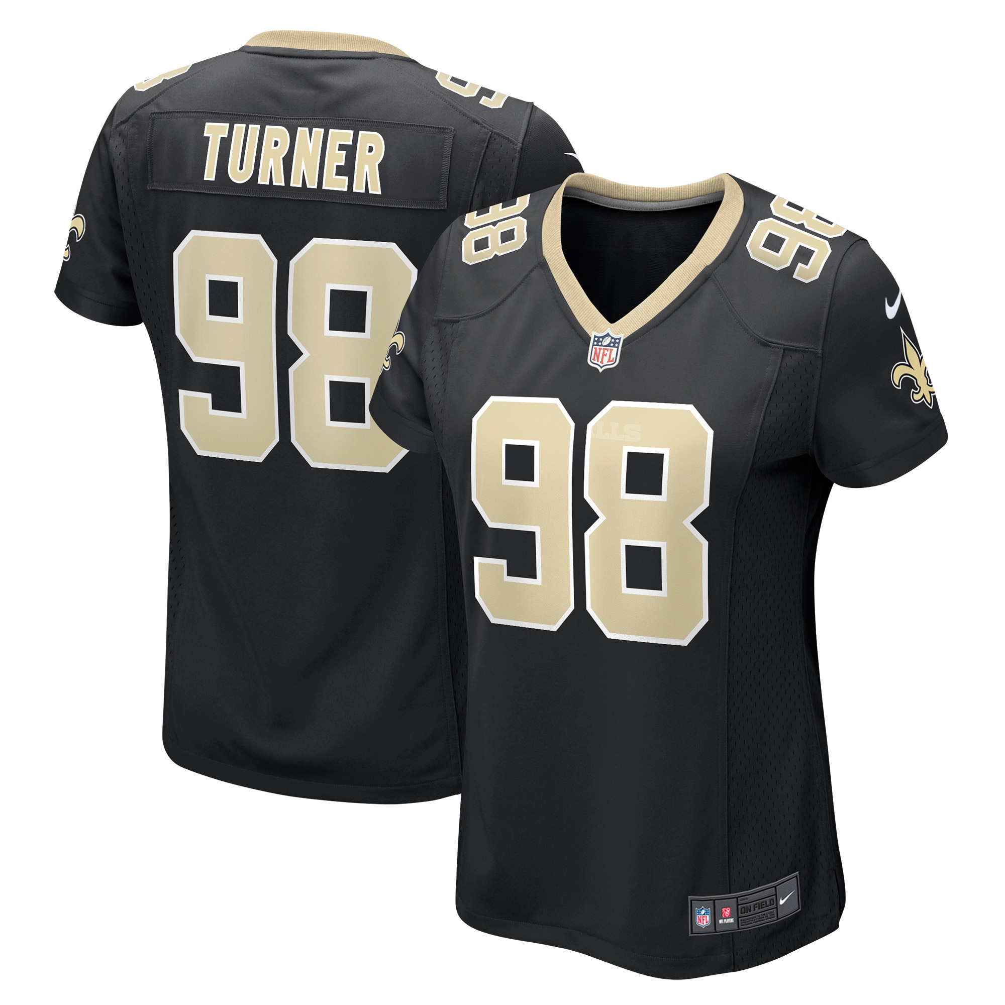 Women's New Orleans Saints Payton Turner Black Game Jersey JS3747 nicesnker