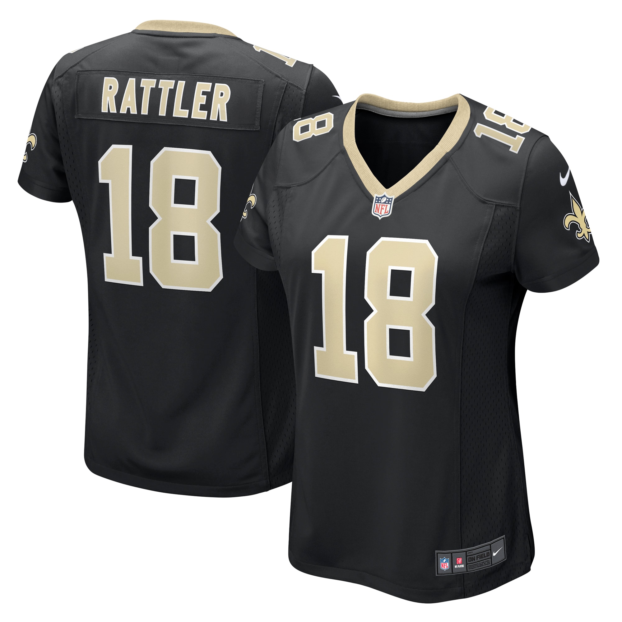 Women's New Orleans Saints Spencer Rattler Black Game Jersey JS9763 nicesnker