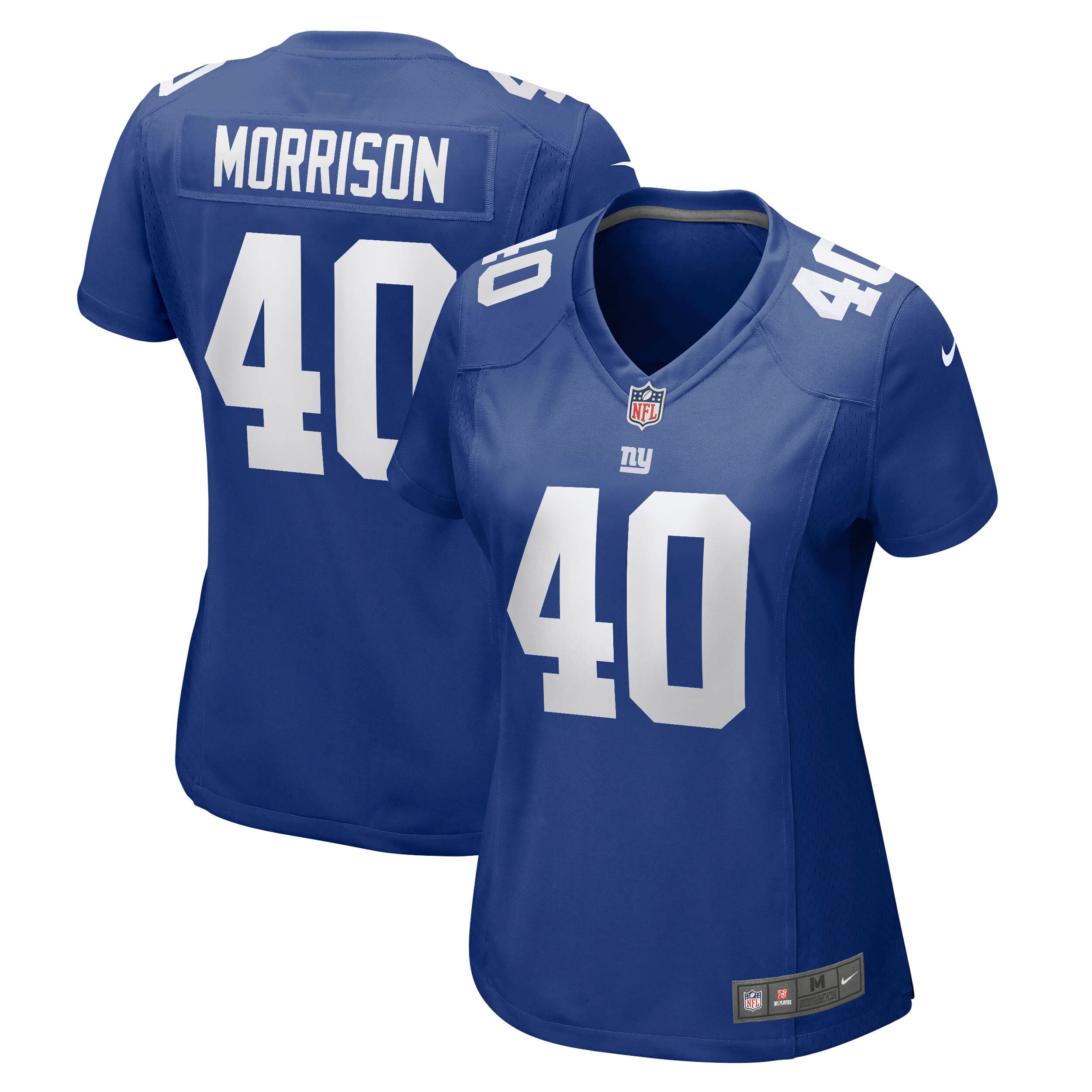 Women's New York Giants Joe Morrison Royal Retired Player Jersey JS9565 nicesnker