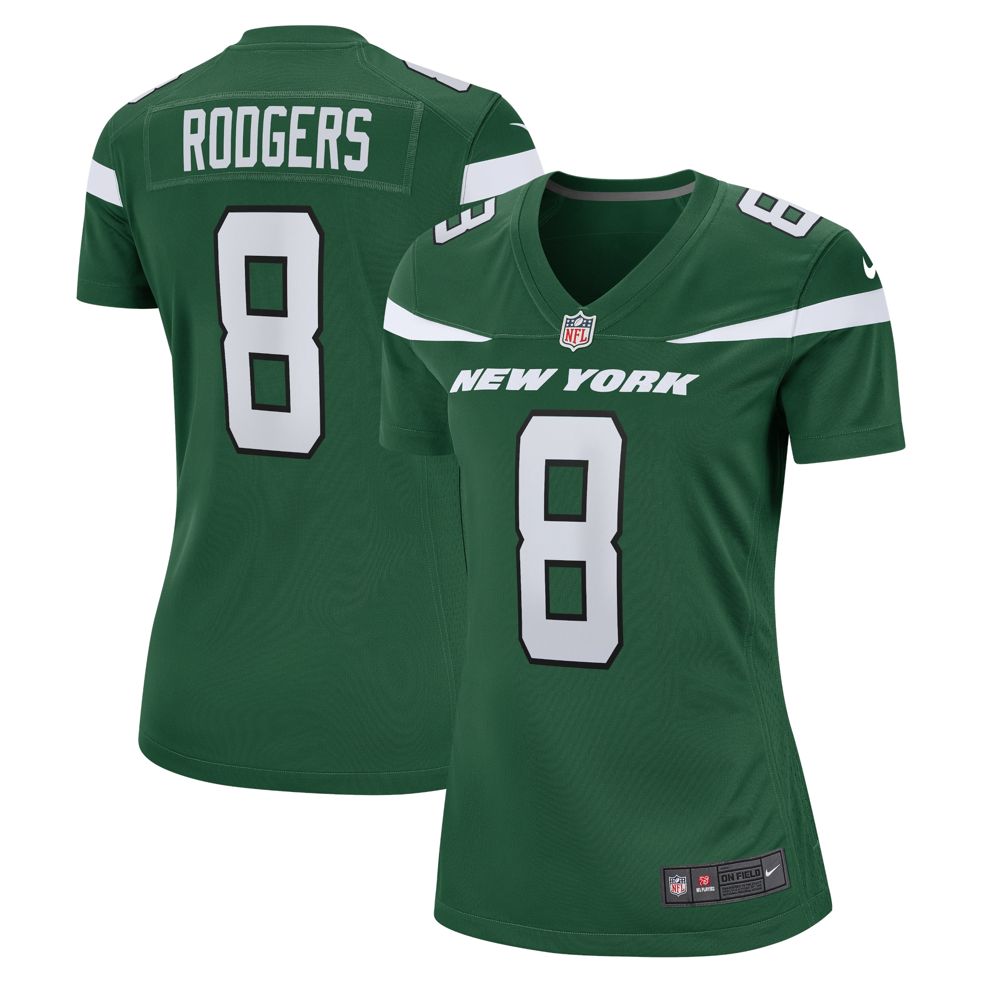 Women's New York Jets Aaron Rodgers Green Player Jersey JS6436 nicesnker