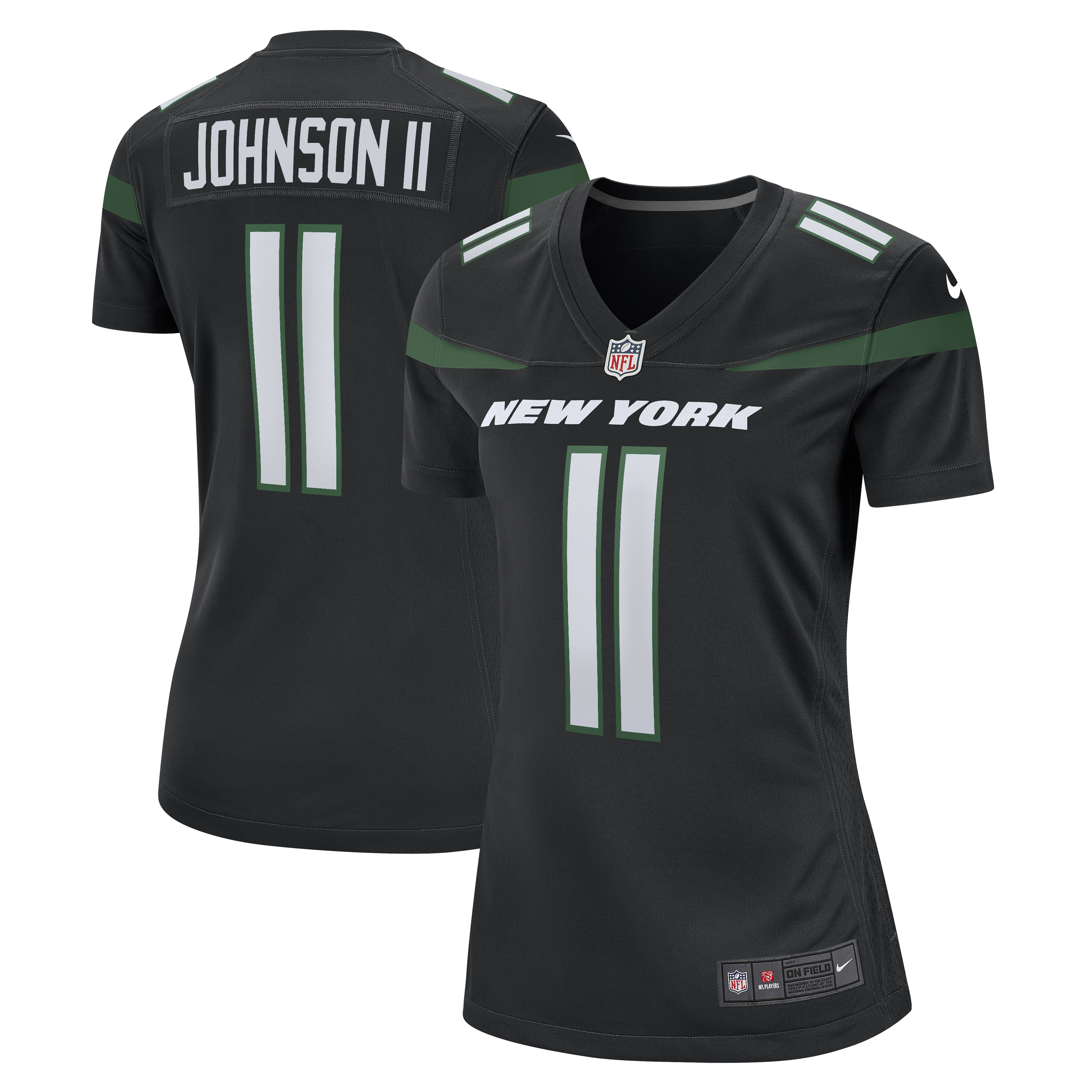 Women's New York Jets Jermaine Johnson II Stealth Black Alternate Game Jersey JS2670 nicesnker