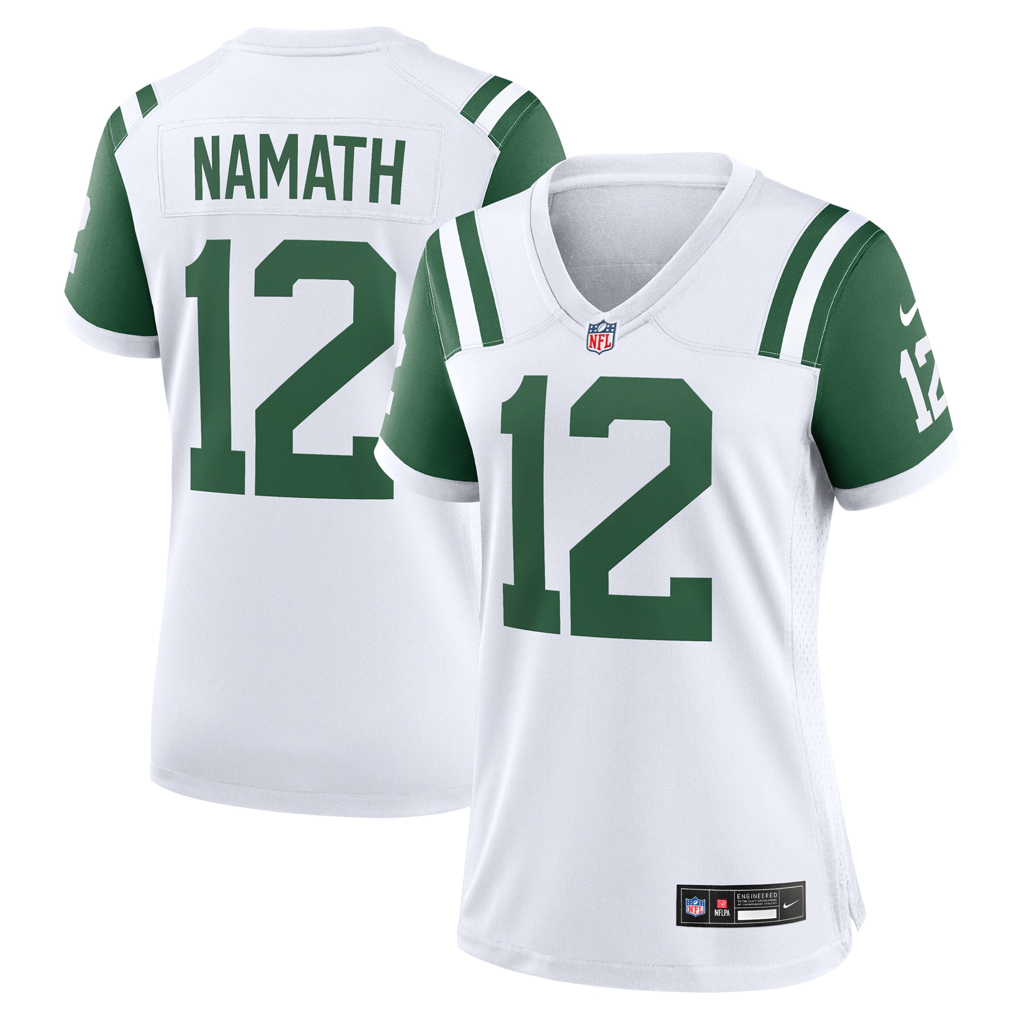 Women's New York Jets Joe Namath White Classic Alternate Retired Player Game Jersey JS8744 nicesnker