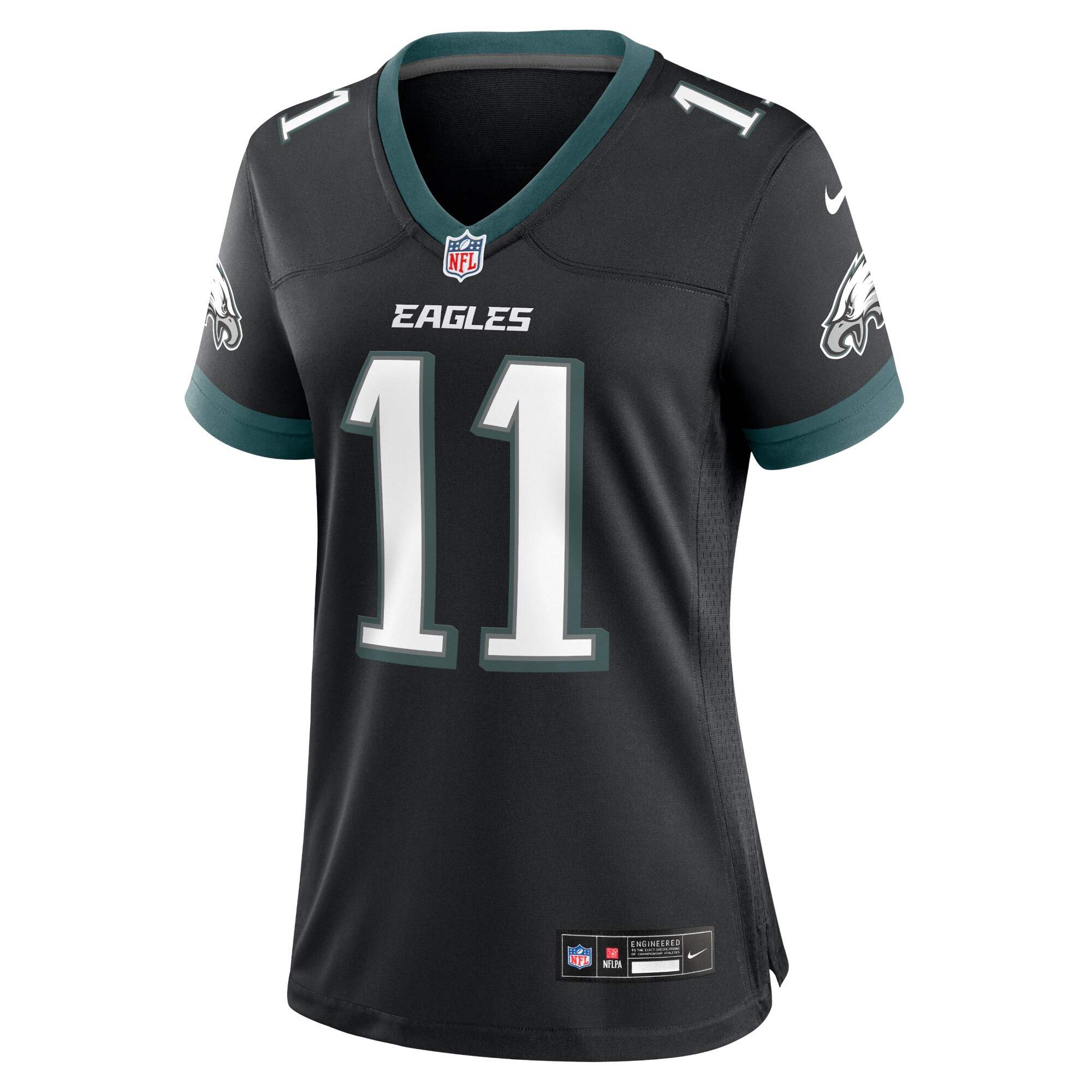 Alternative view of Women's Philadelphia Eagles A.J. Brown Black Alternate Game Jersey JS7422 nicesnker