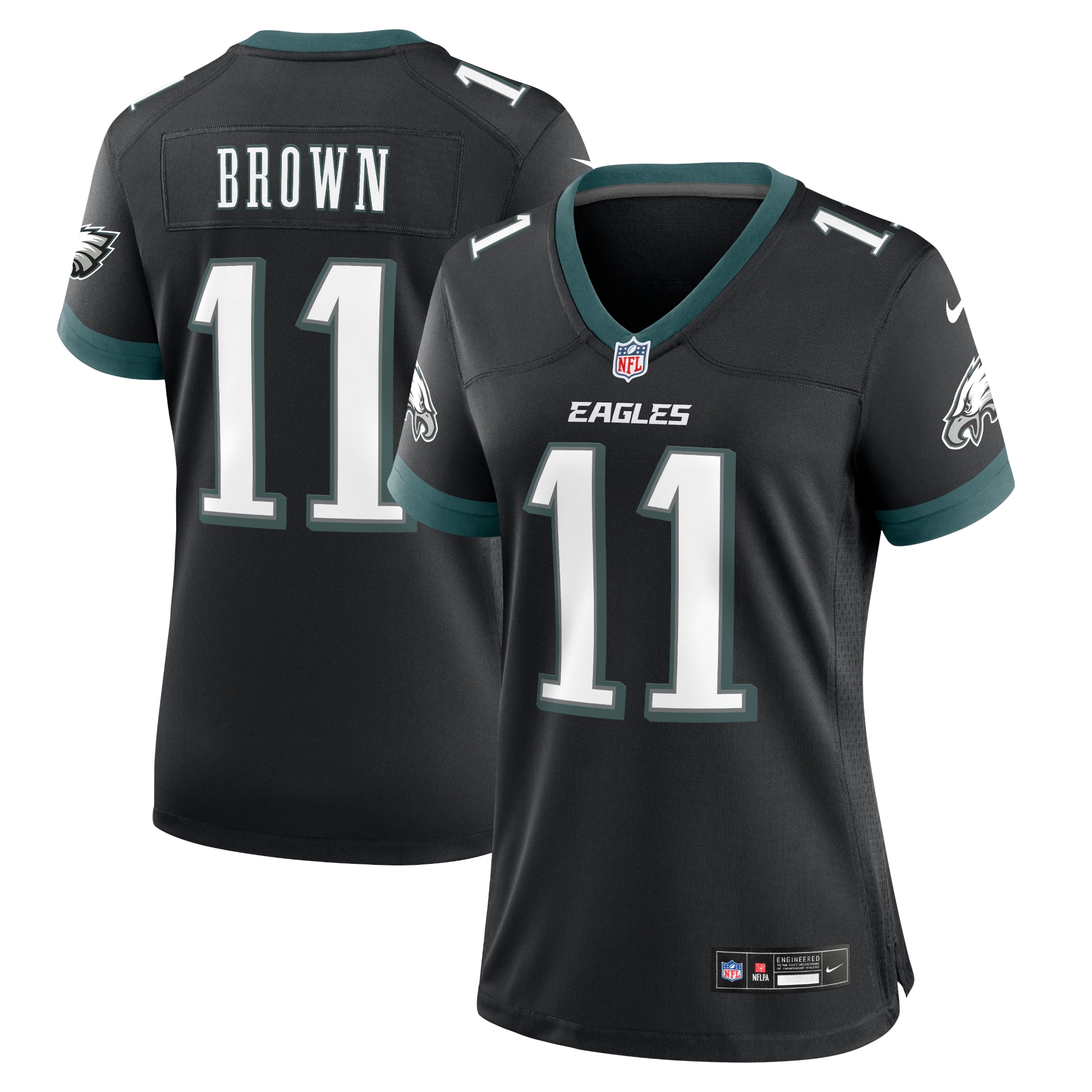 Women's Philadelphia Eagles A.J. Brown Black Alternate Game Jersey JS7422 nicesnker