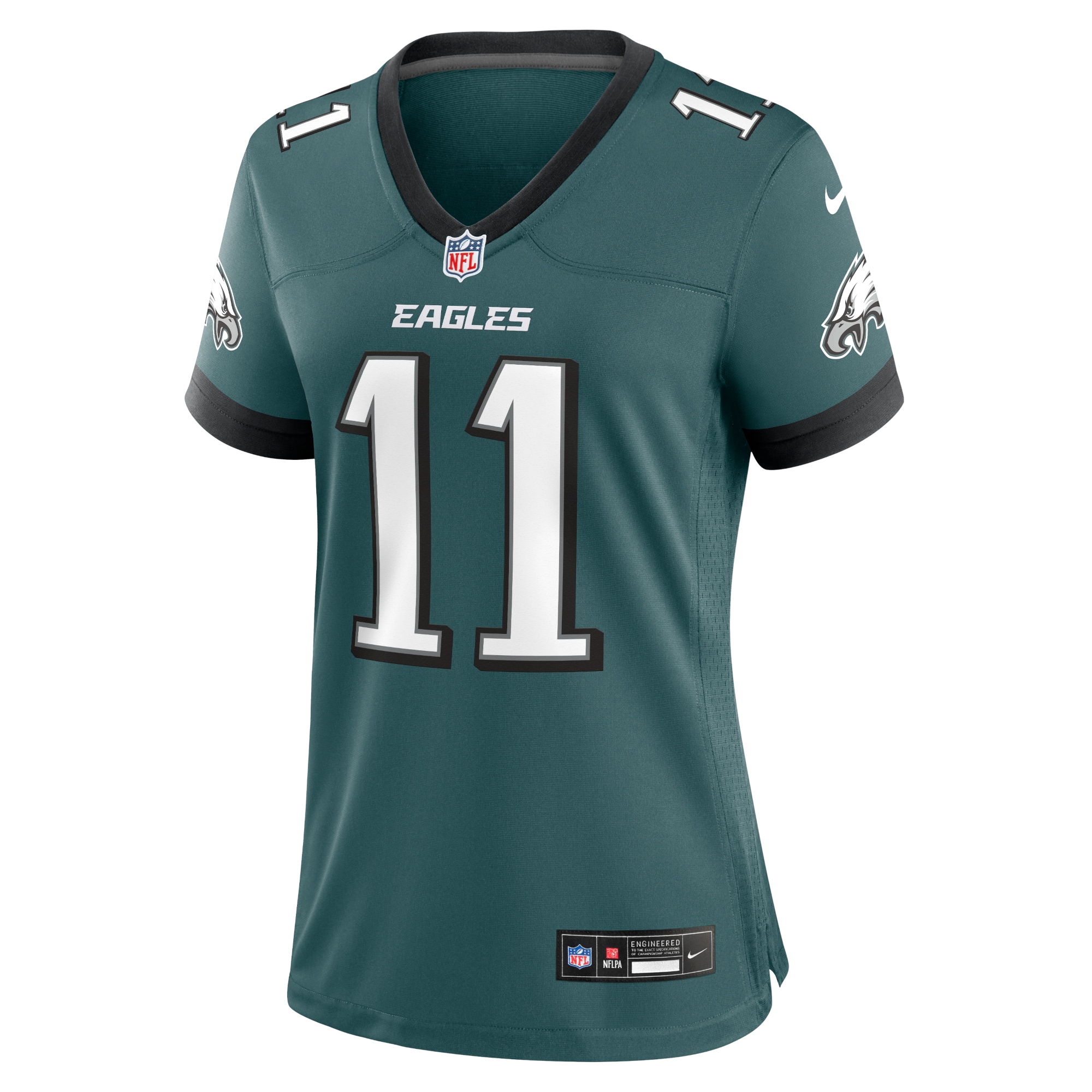 Alternative view of Women's Philadelphia Eagles A.J. Brown Midnight Green Team Game Jersey JS5715 nicesnker