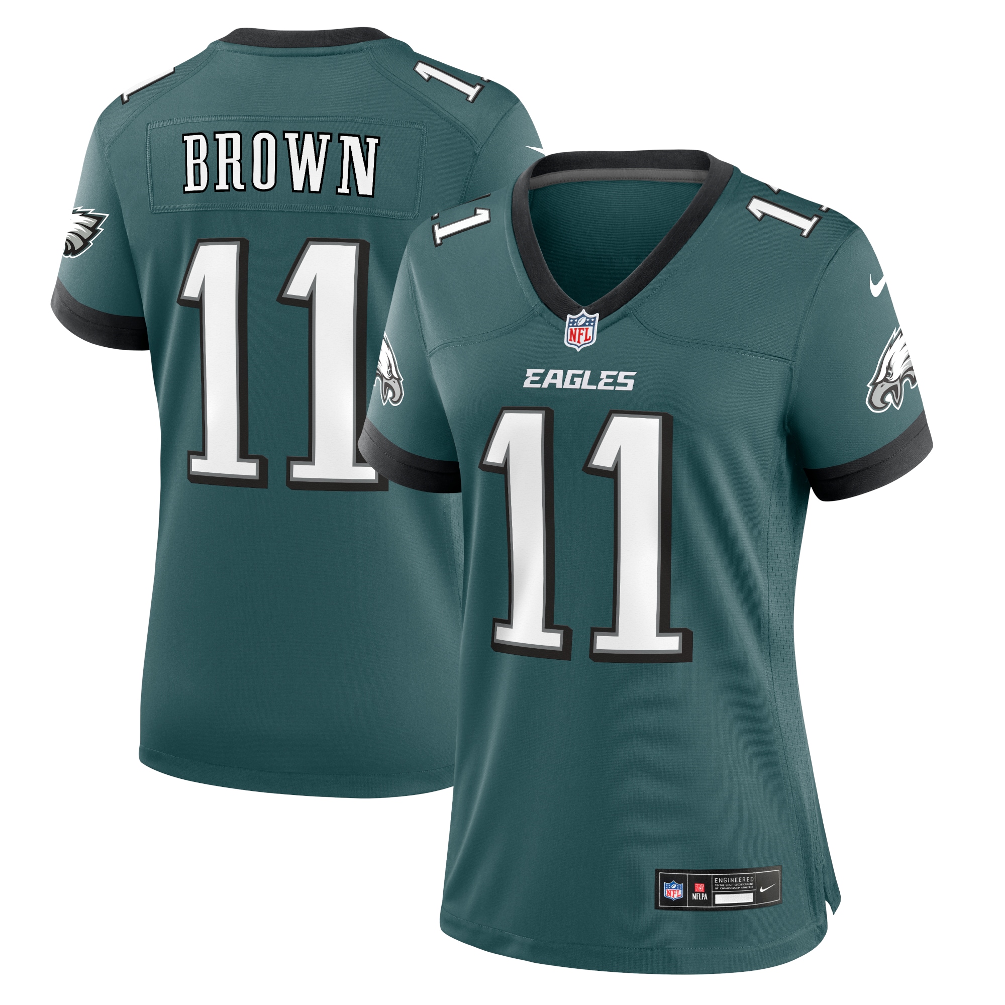 Women's Philadelphia Eagles A.J. Brown Midnight Green Team Game Jersey JS5715 nicesnker
