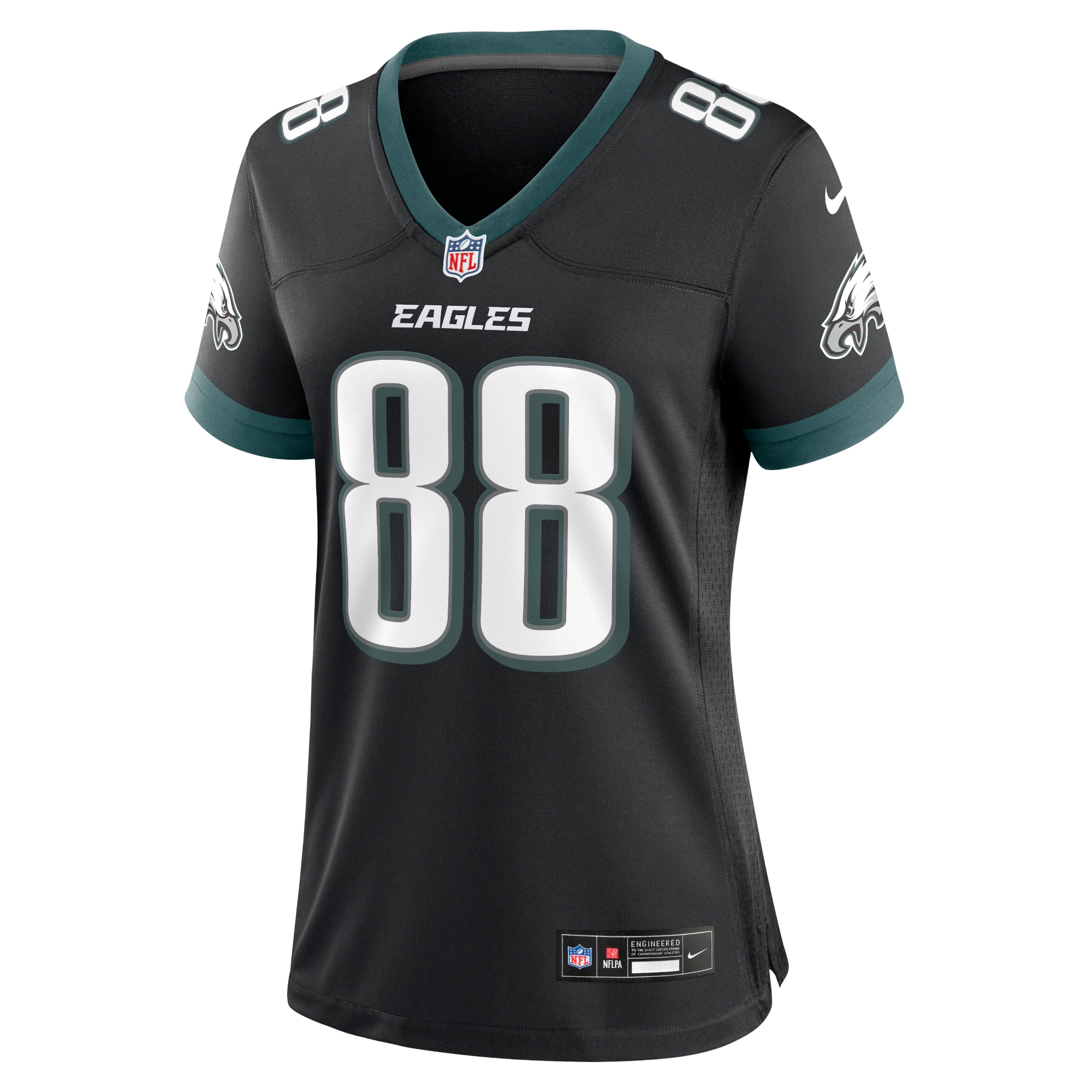 Alternative view of Women's Philadelphia Eagles Dallas Goedert Black Alternate Game Jersey JS8387 nicesnker