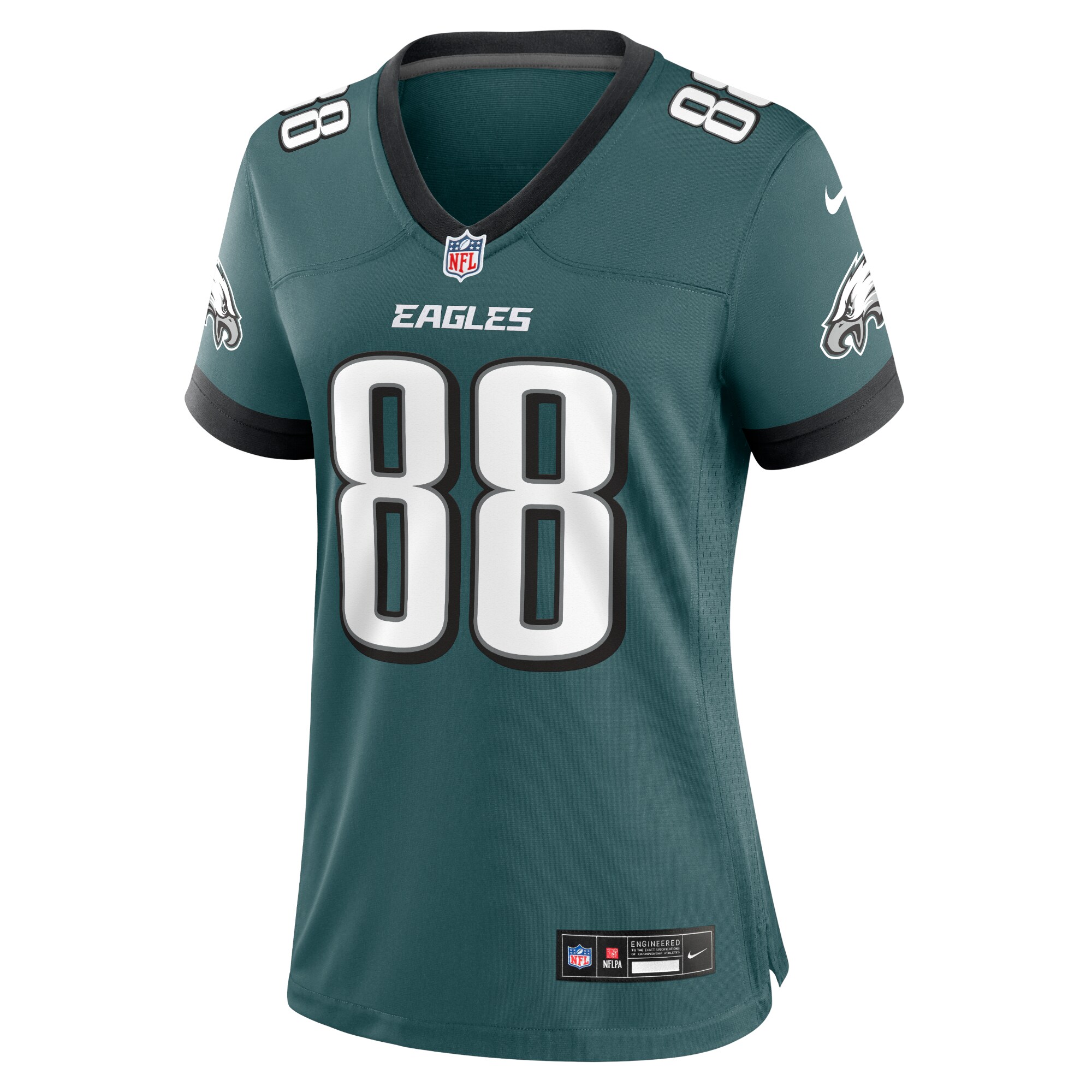 Alternative view of Women's Philadelphia Eagles Dallas Goedert Midnight Green Team Game Jersey JS8932 nicesnker