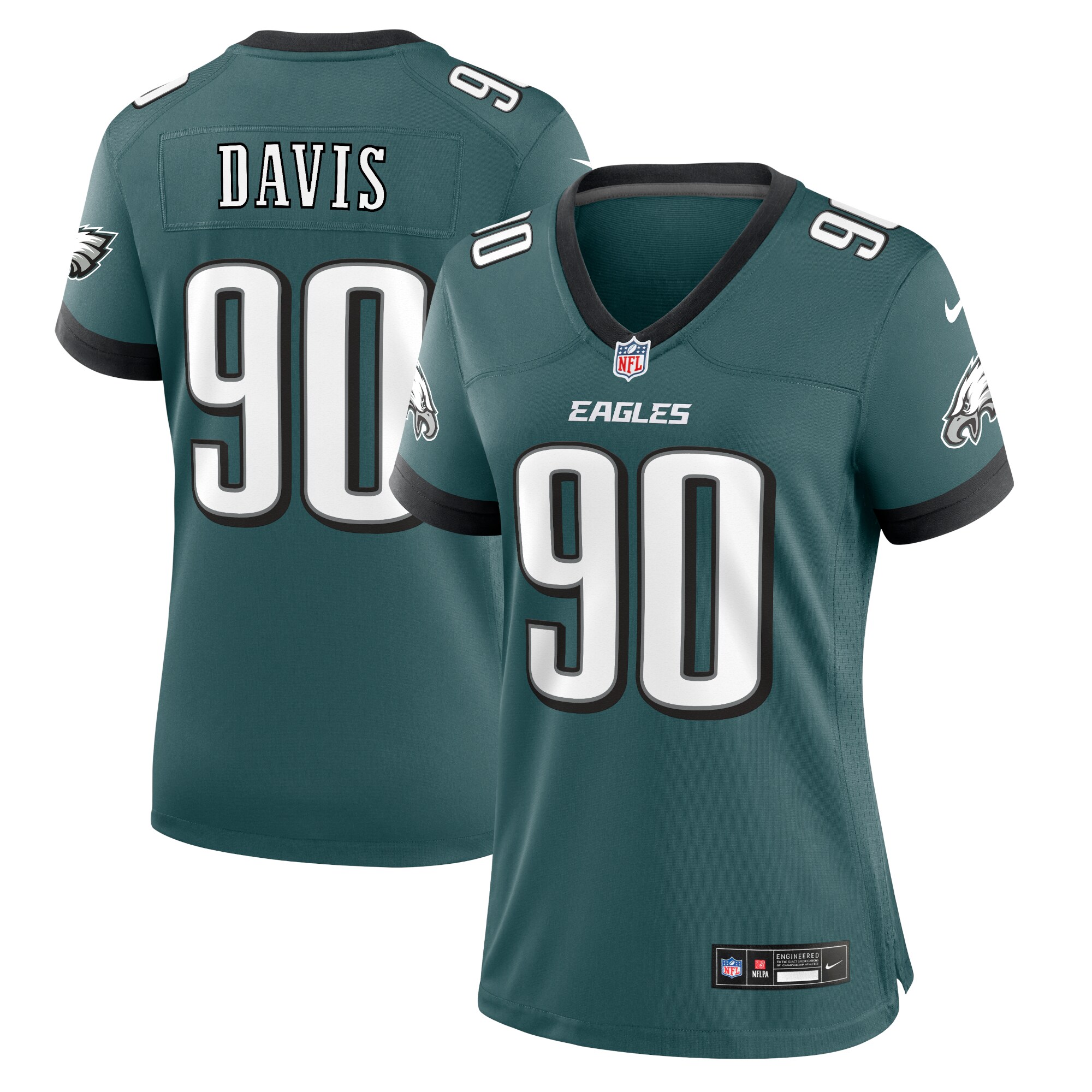 Women's Philadelphia Eagles Davis Midnight Green Team Game Jersey JS9076 nicesnker