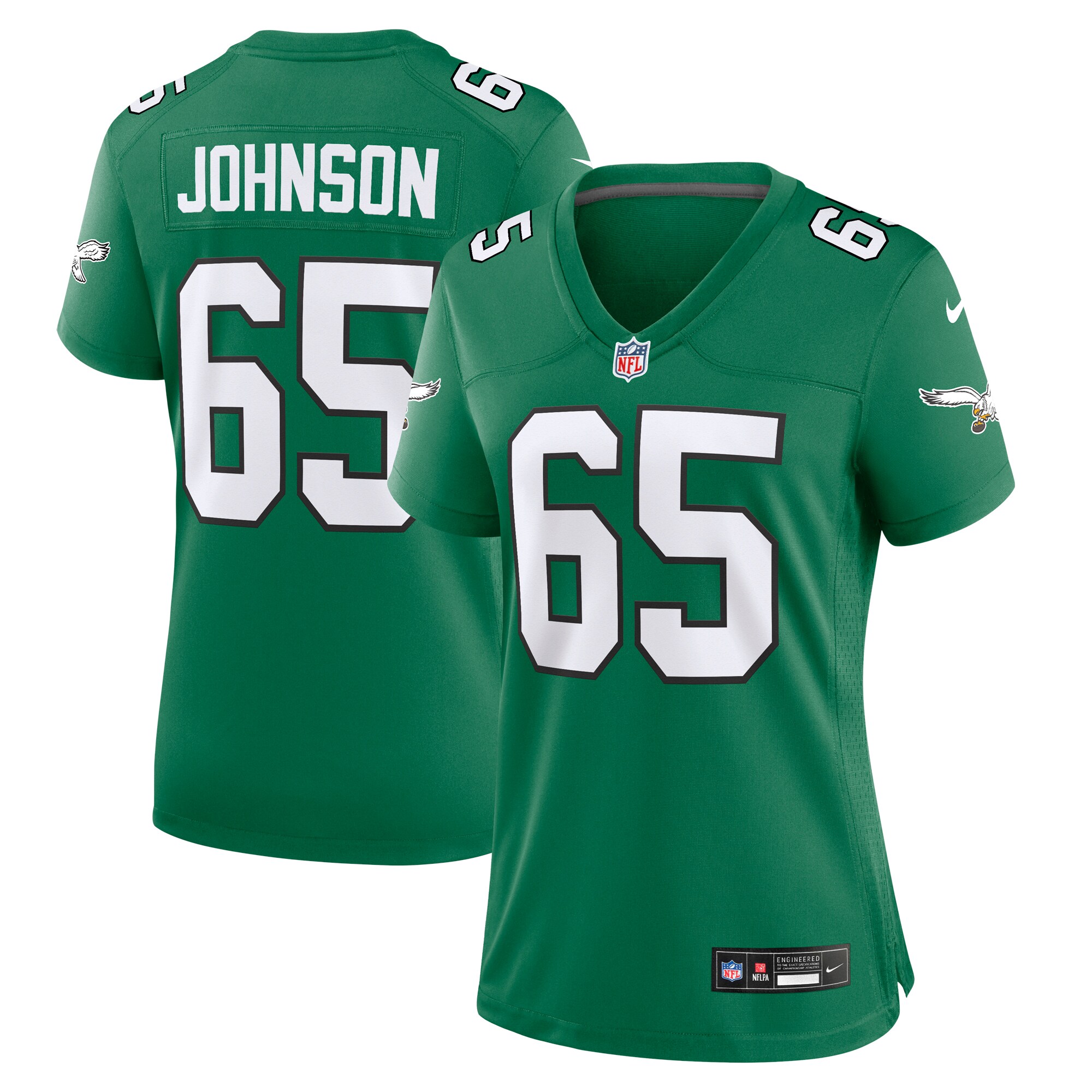 Women's Philadelphia Eagles Lane Johnson Kelly Green Alternate Game Jersey JS9241 nicesnker