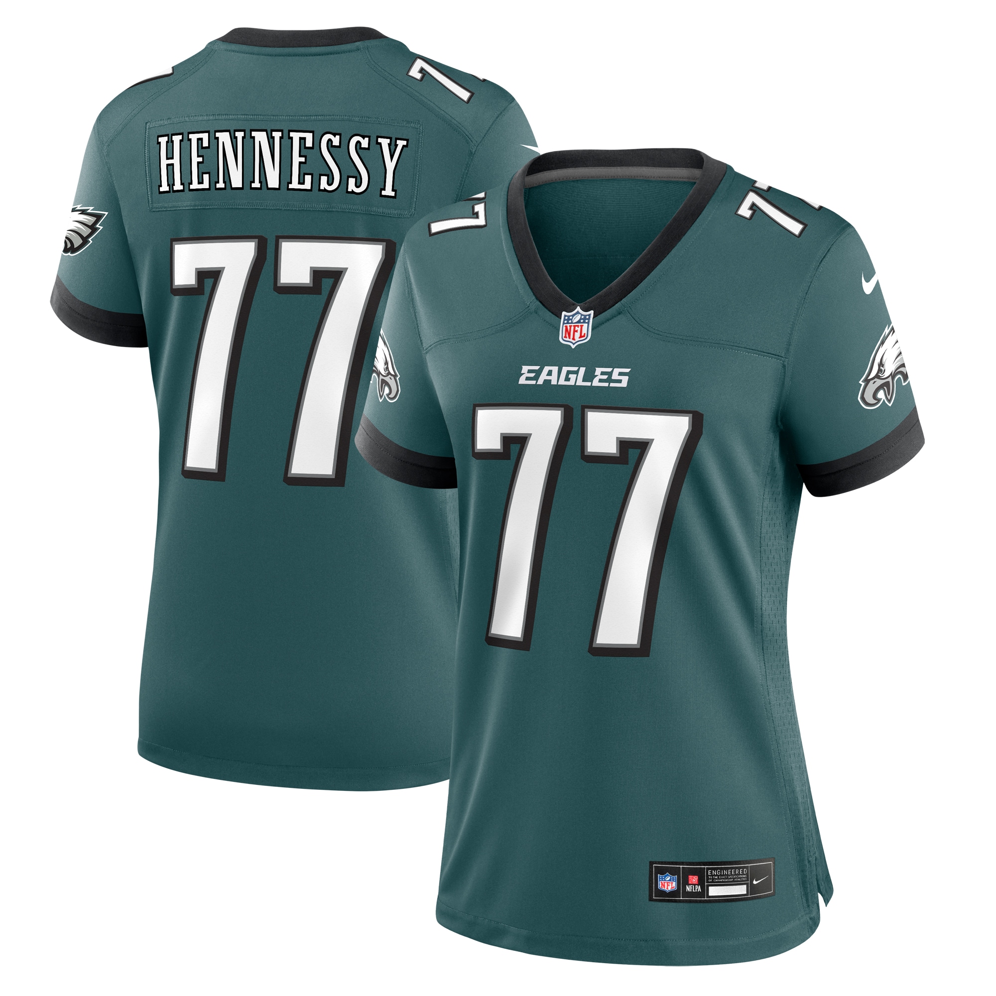 Women's Philadelphia Eagles Matt Hennessy Midnight Green Game Jersey JS9510 nicesnker