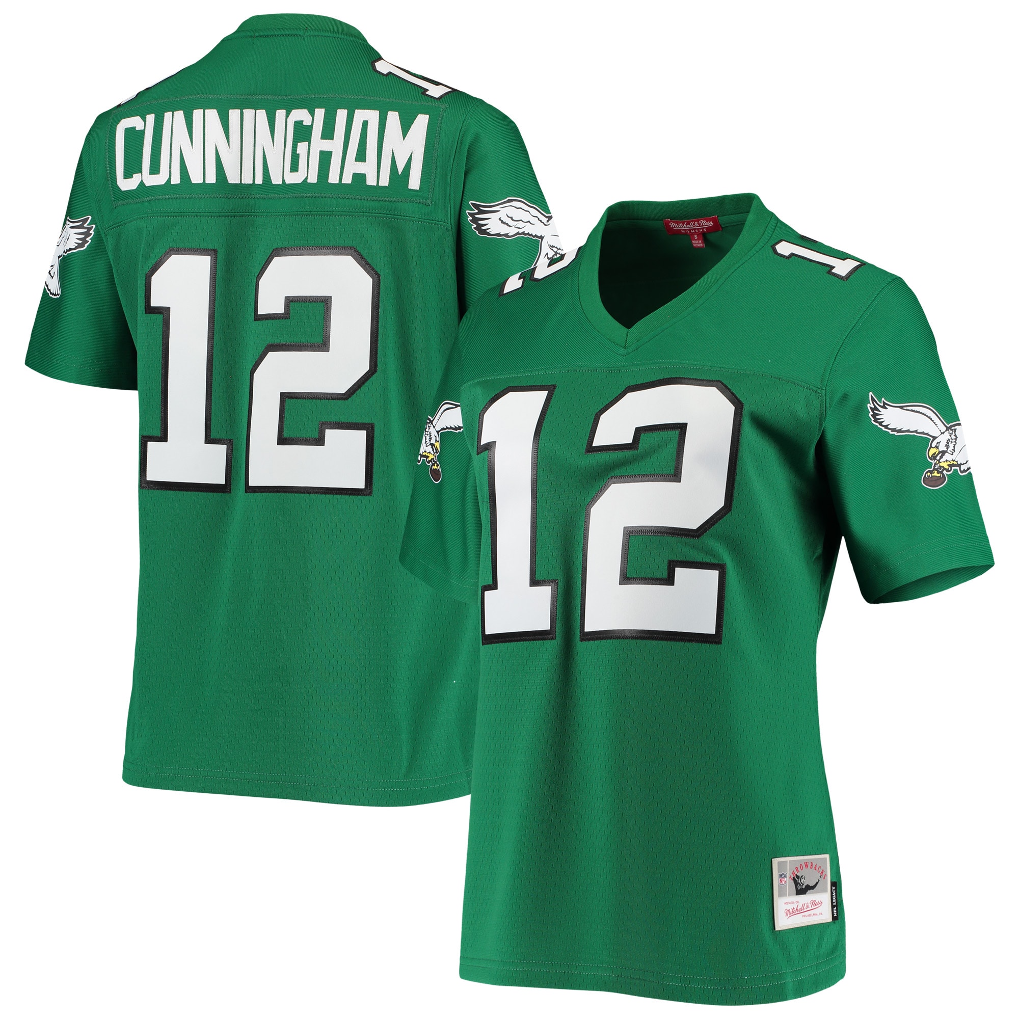 Women's Philadelphia Eagles Randall Cunningham Mitchell & Ness Kelly Green 1990 Legacy Jersey JS9824 nicesnker