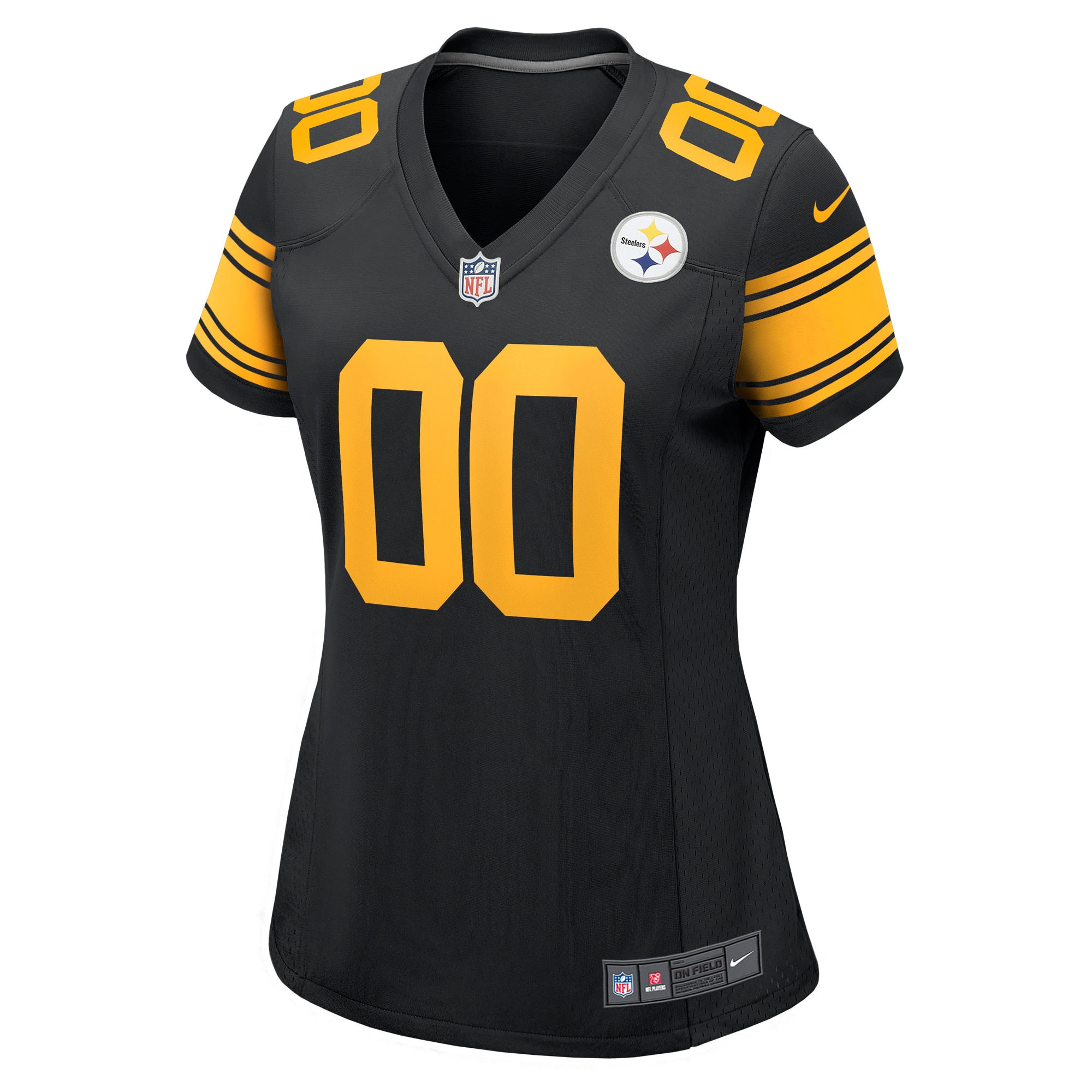 Alternative view of Women's Pittsburgh Steelers Black Alternate Custom Game Jersey JS9379 nicesnker