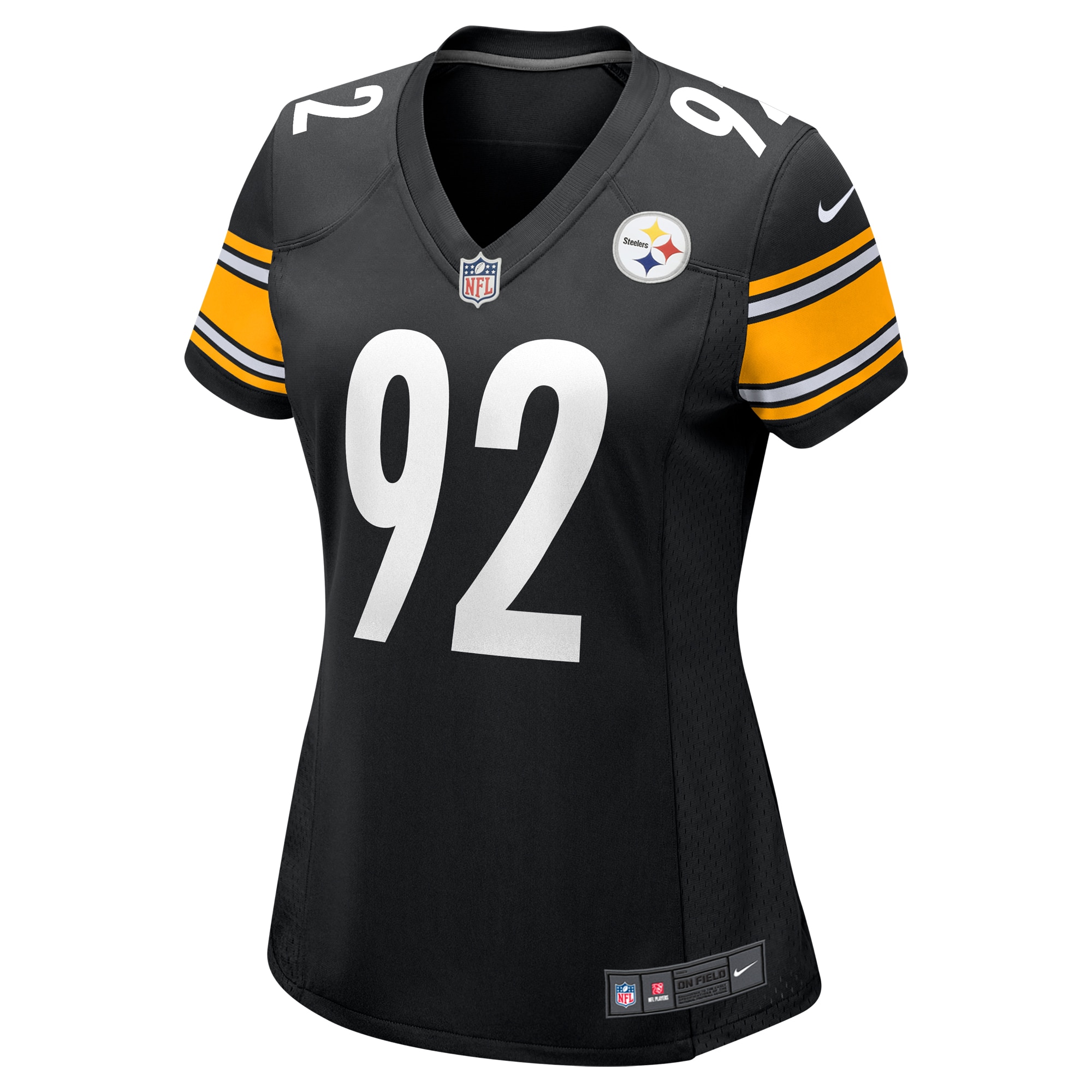 Alternative view of Women's Pittsburgh Steelers James Harrison Black Retired Game Jersey JS2520 nicesnker
