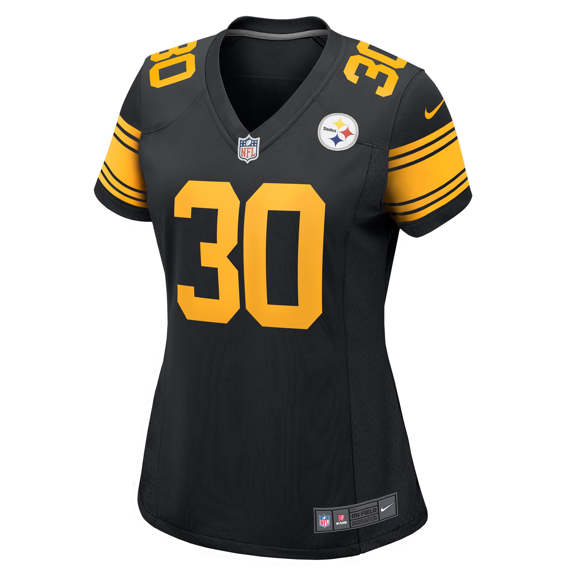 Alternative view of Women's Pittsburgh Steelers Jaylen Warren Black Alternate Game Jersey JS4942 nicesnker