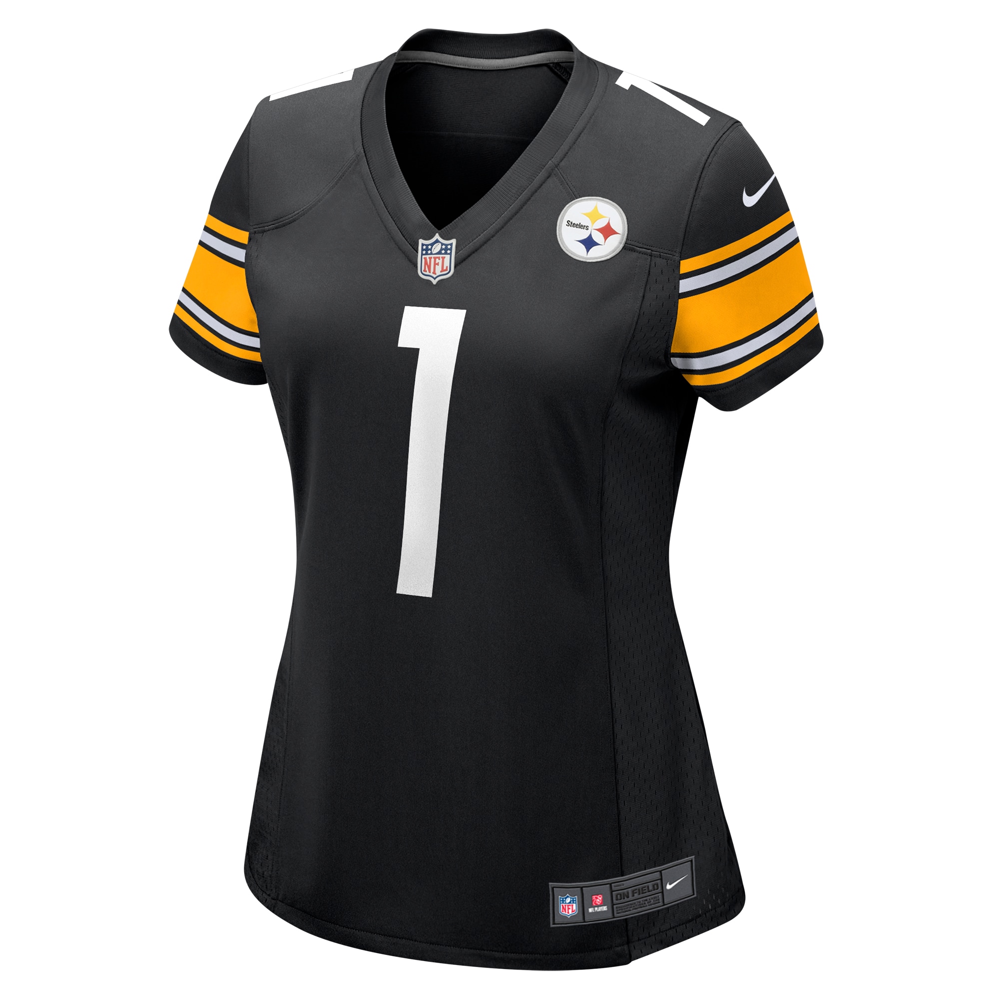 Alternative view of Women's Pittsburgh Steelers Number 1 Mom Black Game Jersey JS3229 nicesnker