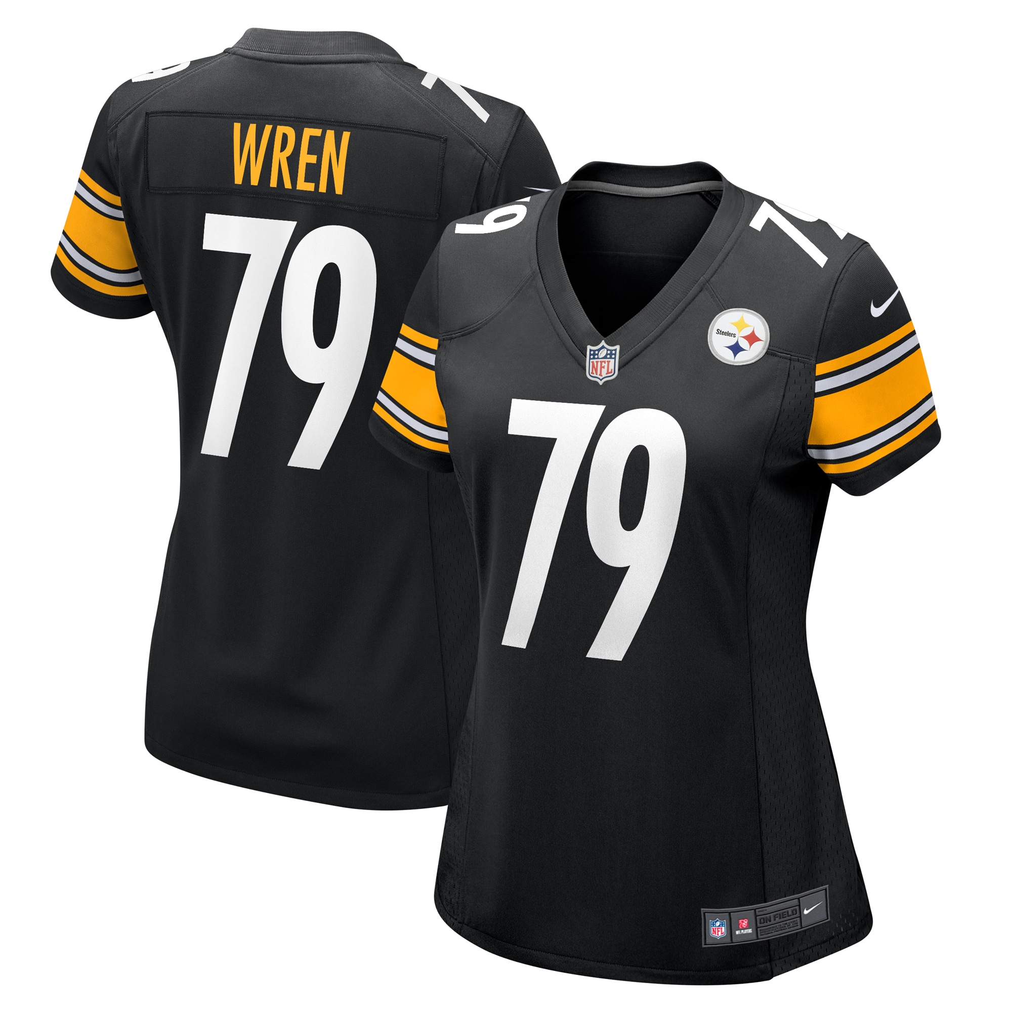 Women's Pittsburgh Steelers Renell Wren Black Game Jersey JS5127 nicesnker