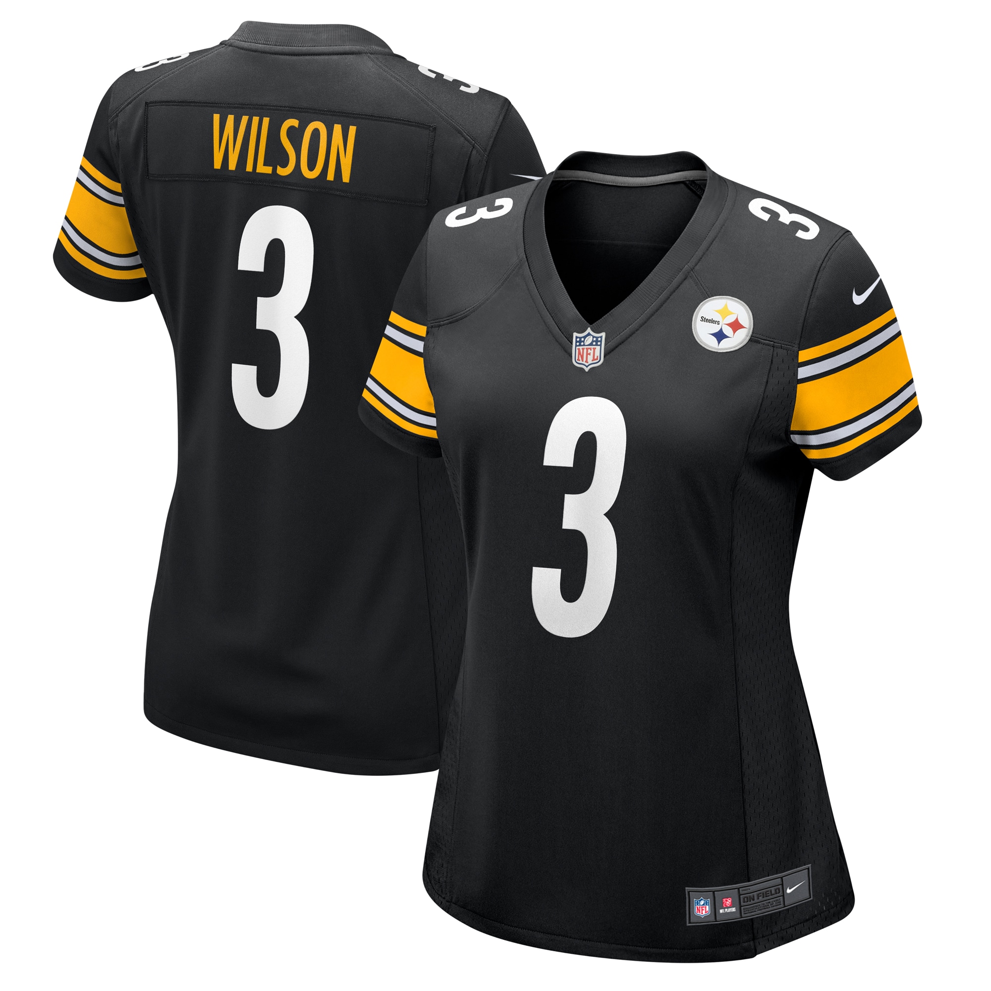 Women's Pittsburgh Steelers Russell Wilson Black Game Jersey JS5159 nicesnker