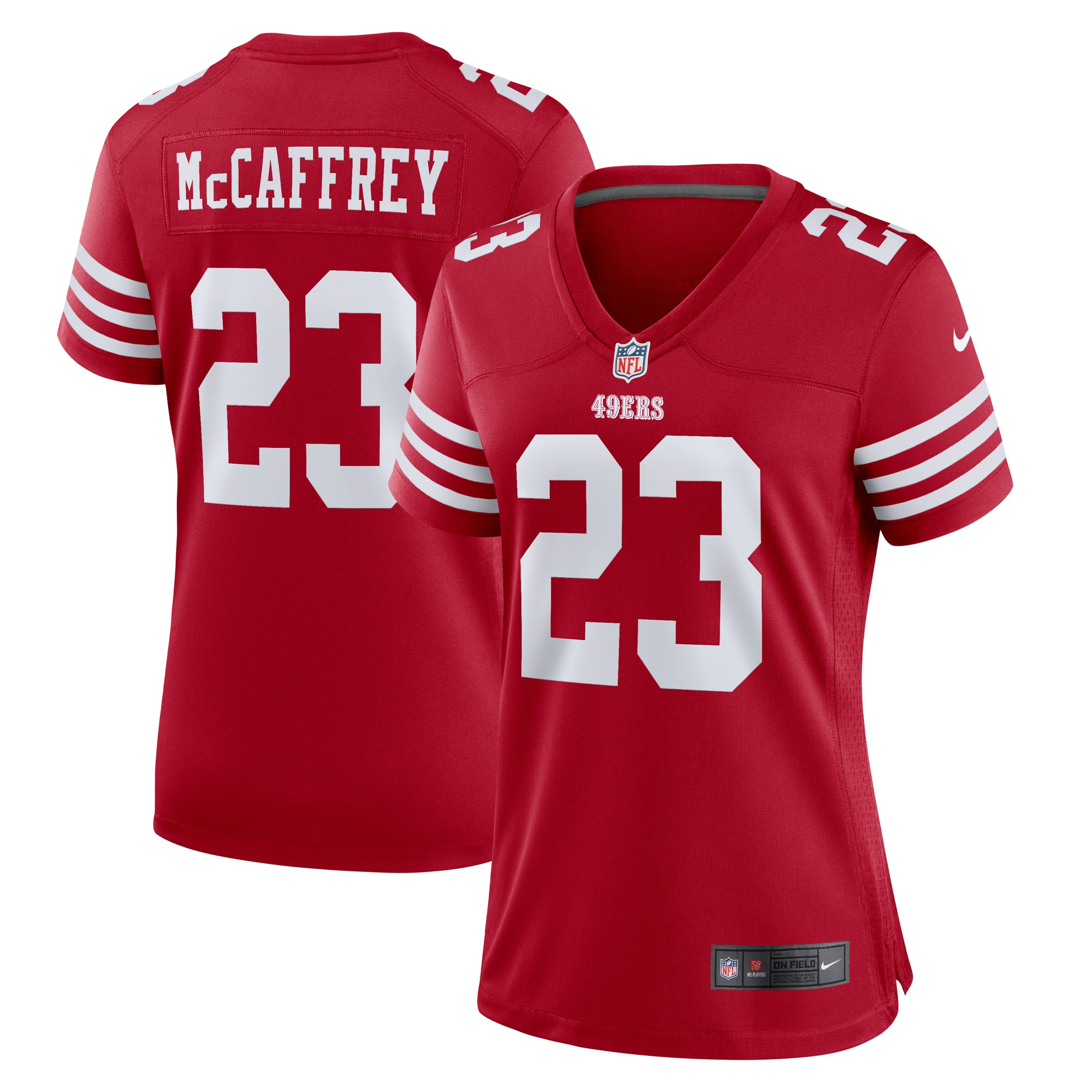 Women's San Francisco 49ers Christian McCaffrey Scarlet Player Jersey JS5729 nicesnker