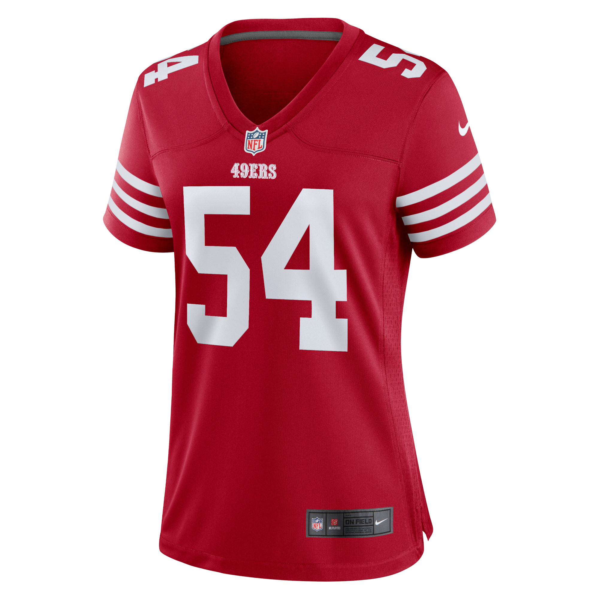 Alternative view of Women's San Francisco 49ers Fred Warner Scarlet Game Player Jersey JS5664 nicesnker