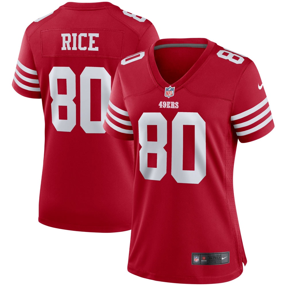 Women's San Francisco 49ers Jerry Rice Scarlet Retired Player Game Jersey JS7960 nicesnker