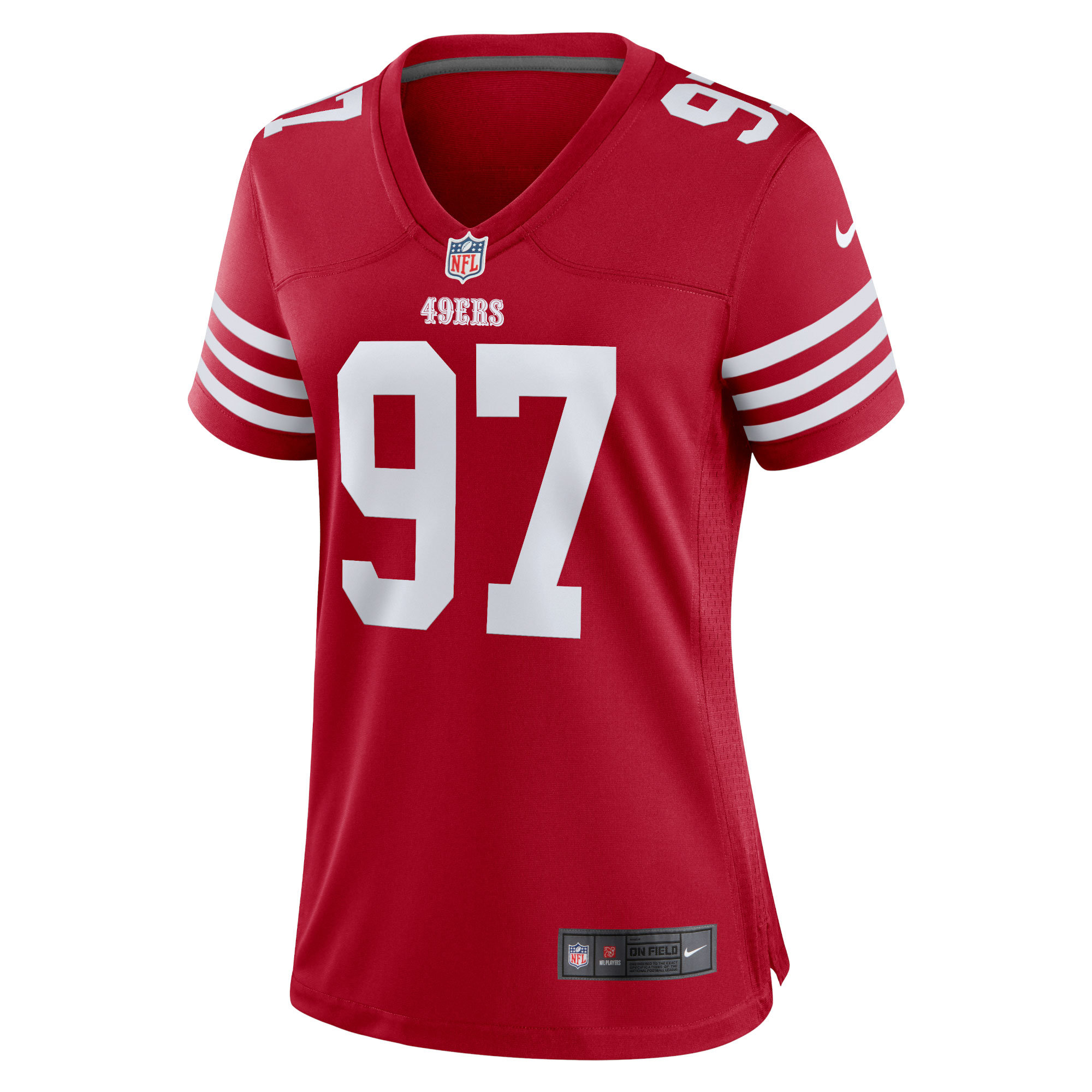 Alternative view of Women's San Francisco 49ers Nick Bosa Scarlet Team Game Player Jersey JS4754 nicesnker