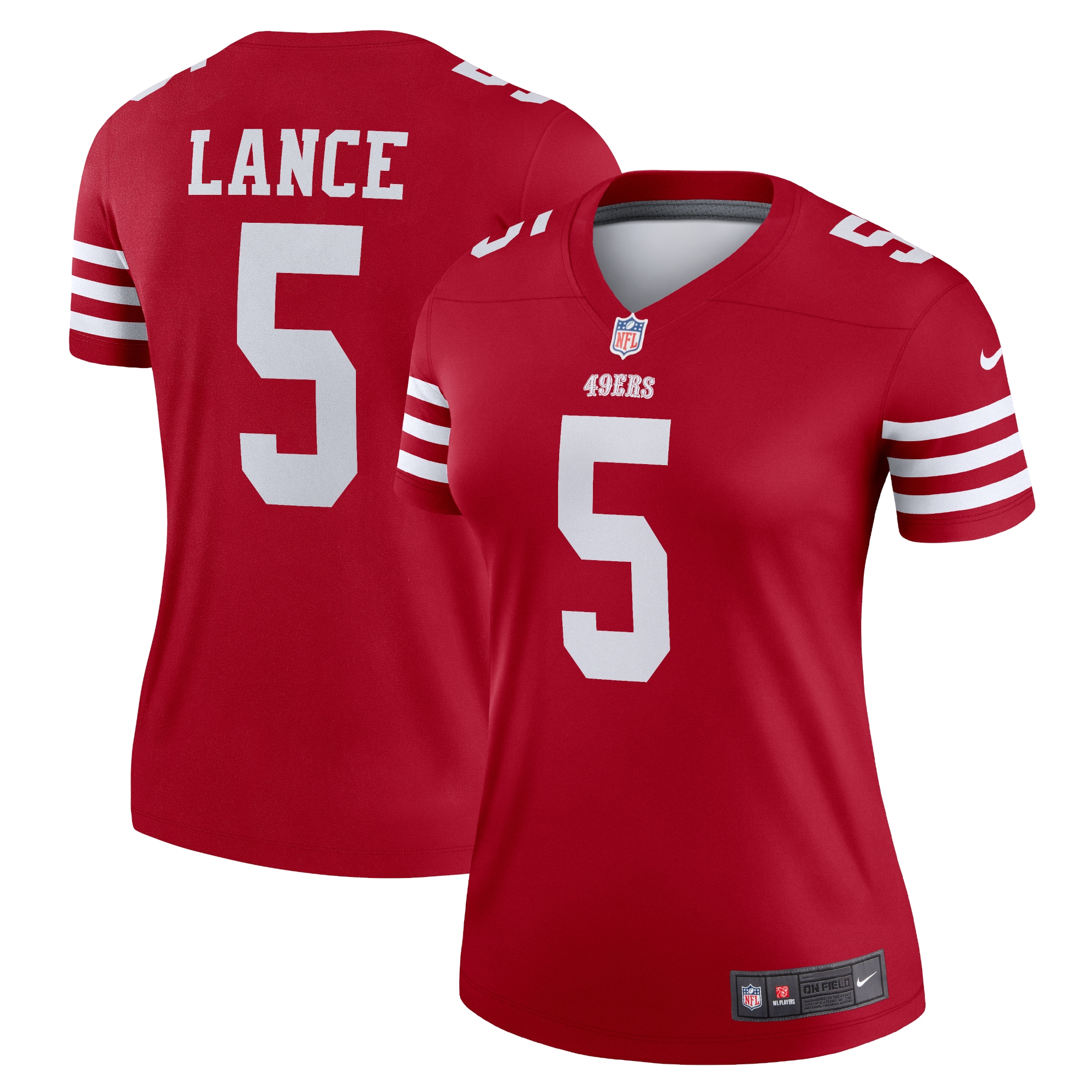 Women's San Francisco 49ers Trey Lance Scarlet Legend Player Performance Top JS8237 nicesnker