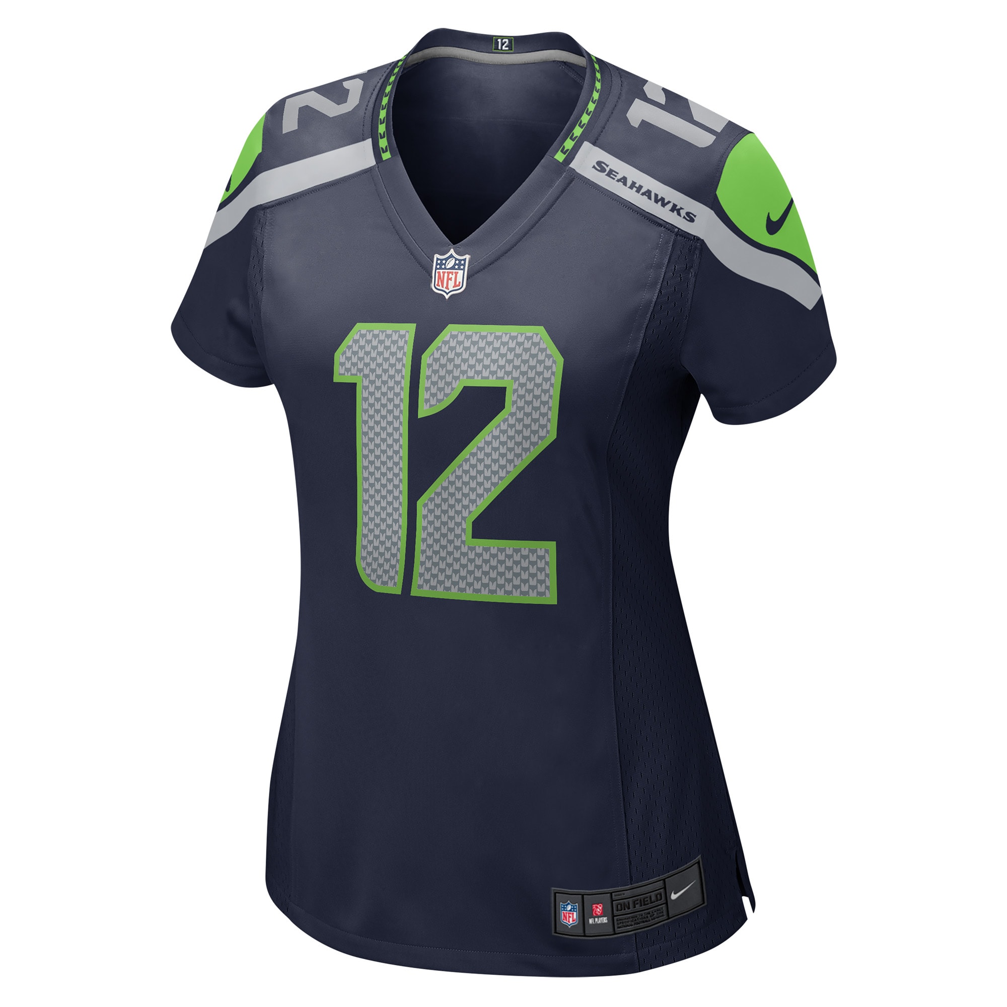 Alternative view of Women's Seattle Seahawks 12s Navy Player Jersey JS4415 nicesnker