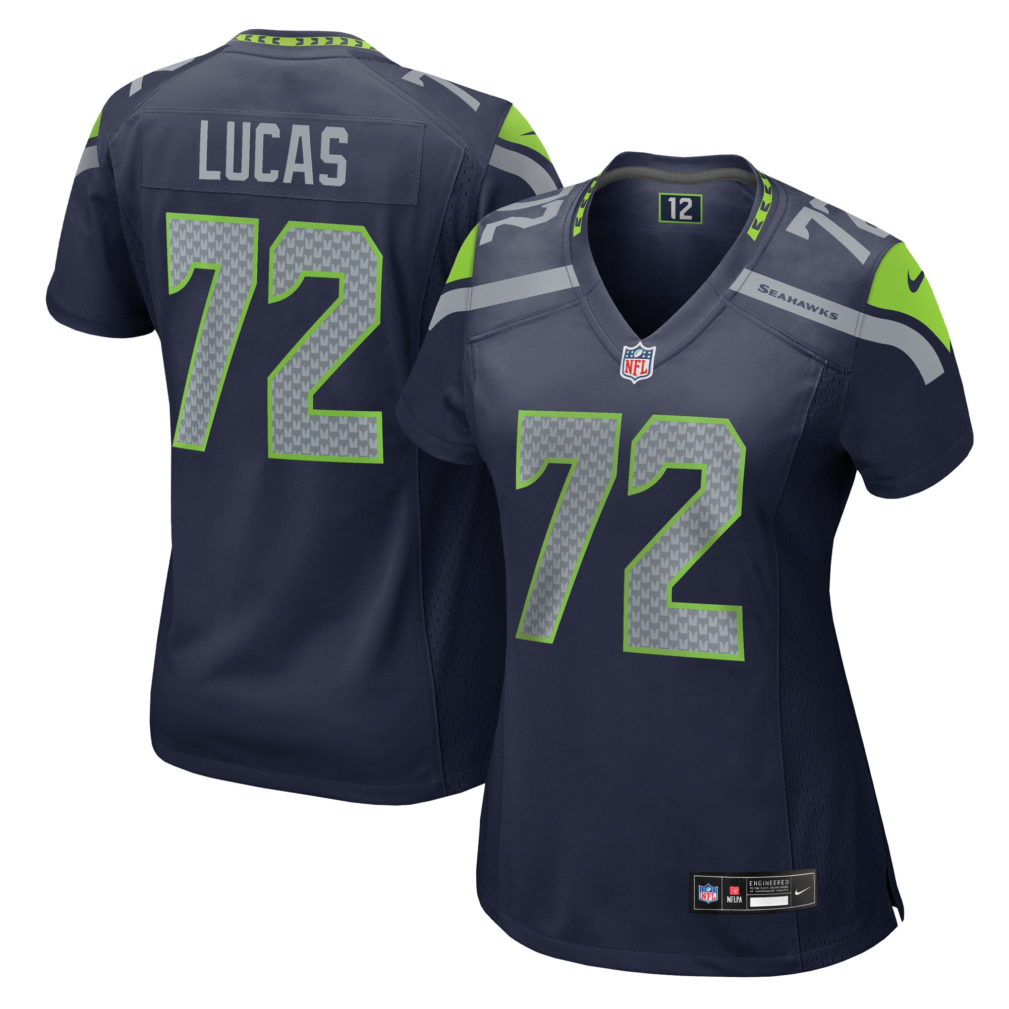 Women's Seattle Seahawks Abraham Lucas College Navy Team Game Jersey JS6875 nicesnker
