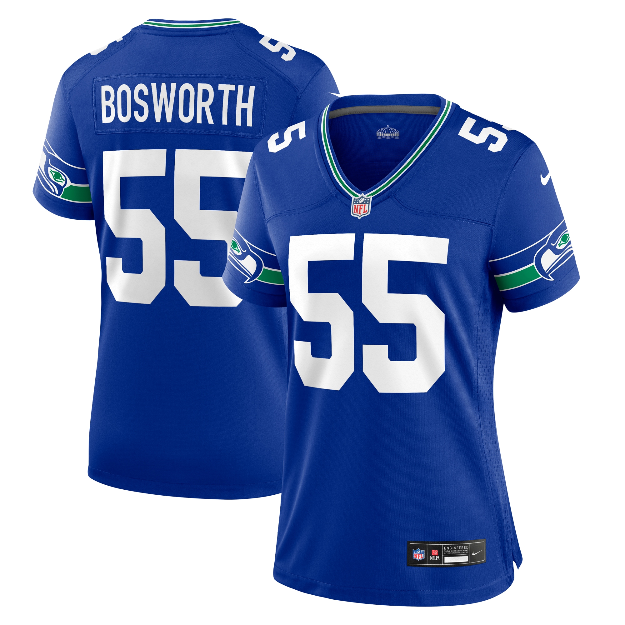Women's Seattle Seahawks Brian Bosworth Royal Throwback Retired Player Game Jersey JS9426 nicesnker