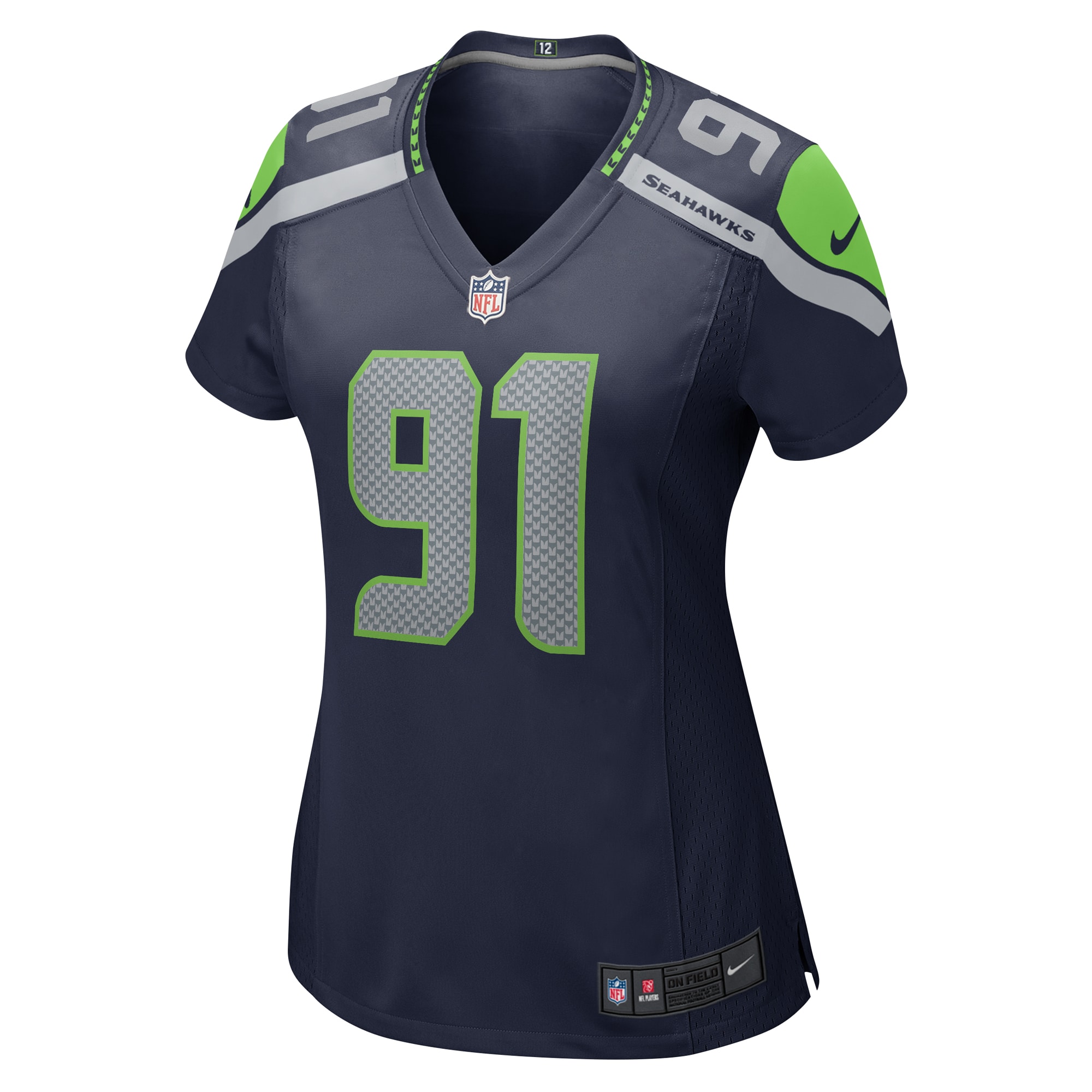 Alternative view of Women's Seattle Seahawks Bryan Mone College Navy Game Jersey JS6117 nicesnker