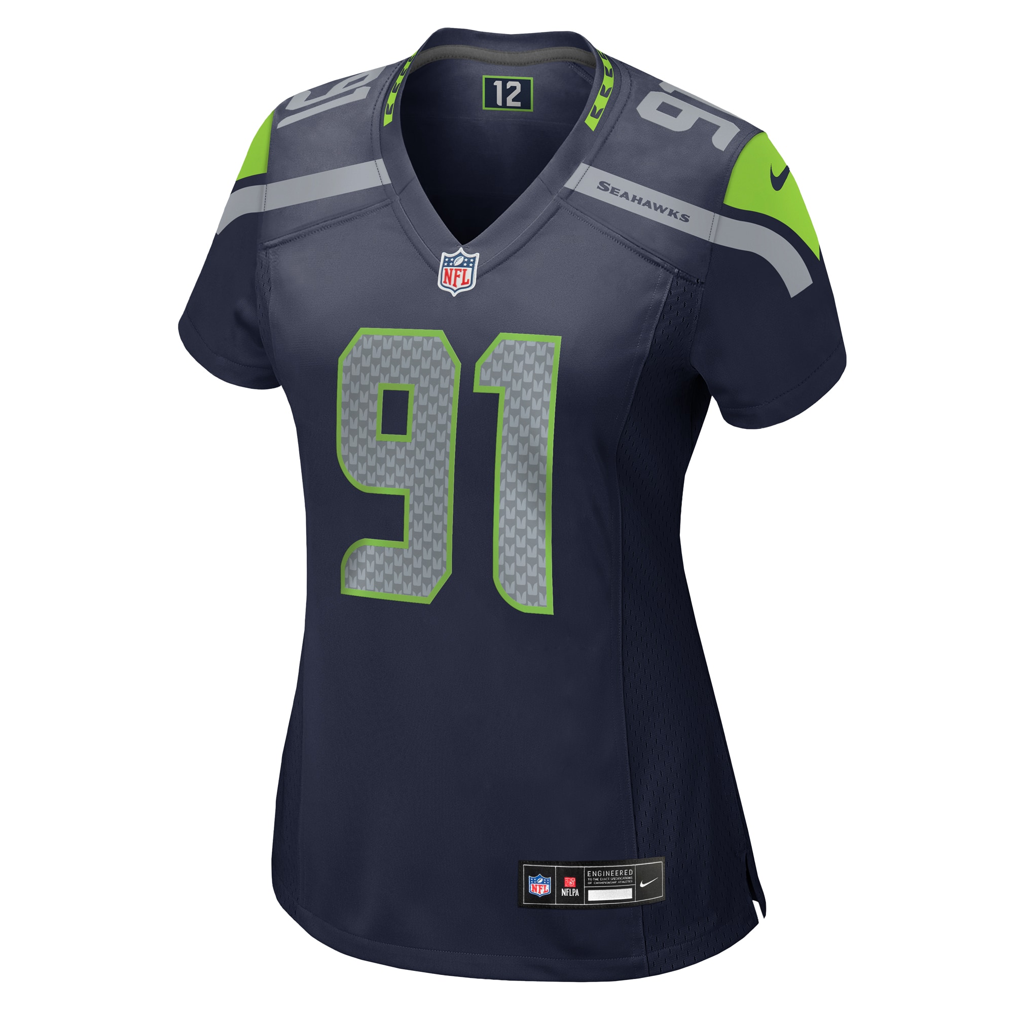 Alternative view of Women's Seattle Seahawks Byron Murphy II College Navy Game Jersey JS7970 nicesnker