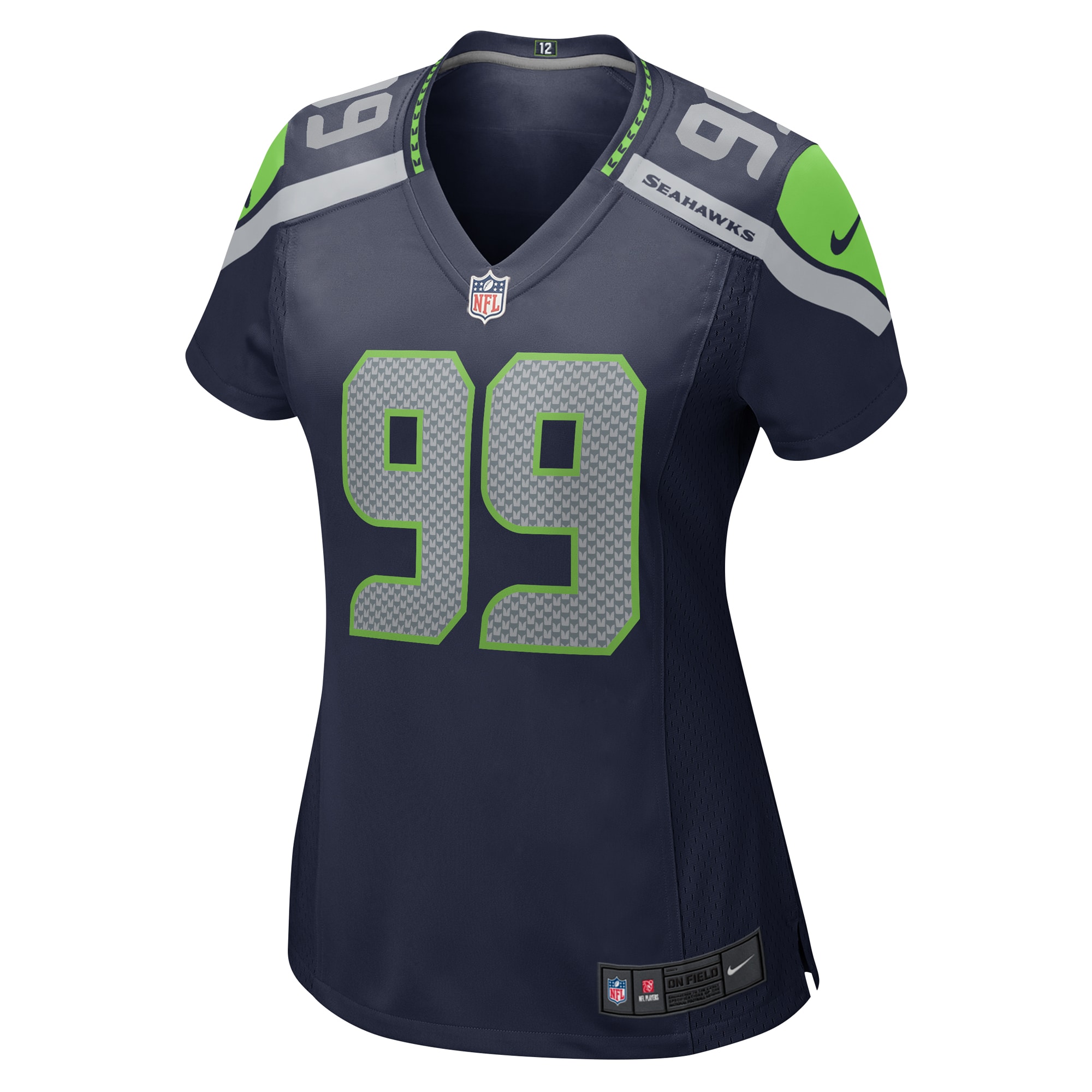 Alternative view of Women's Seattle Seahawks Carl Davis Jr. Navy Game Jersey JS9339 nicesnker