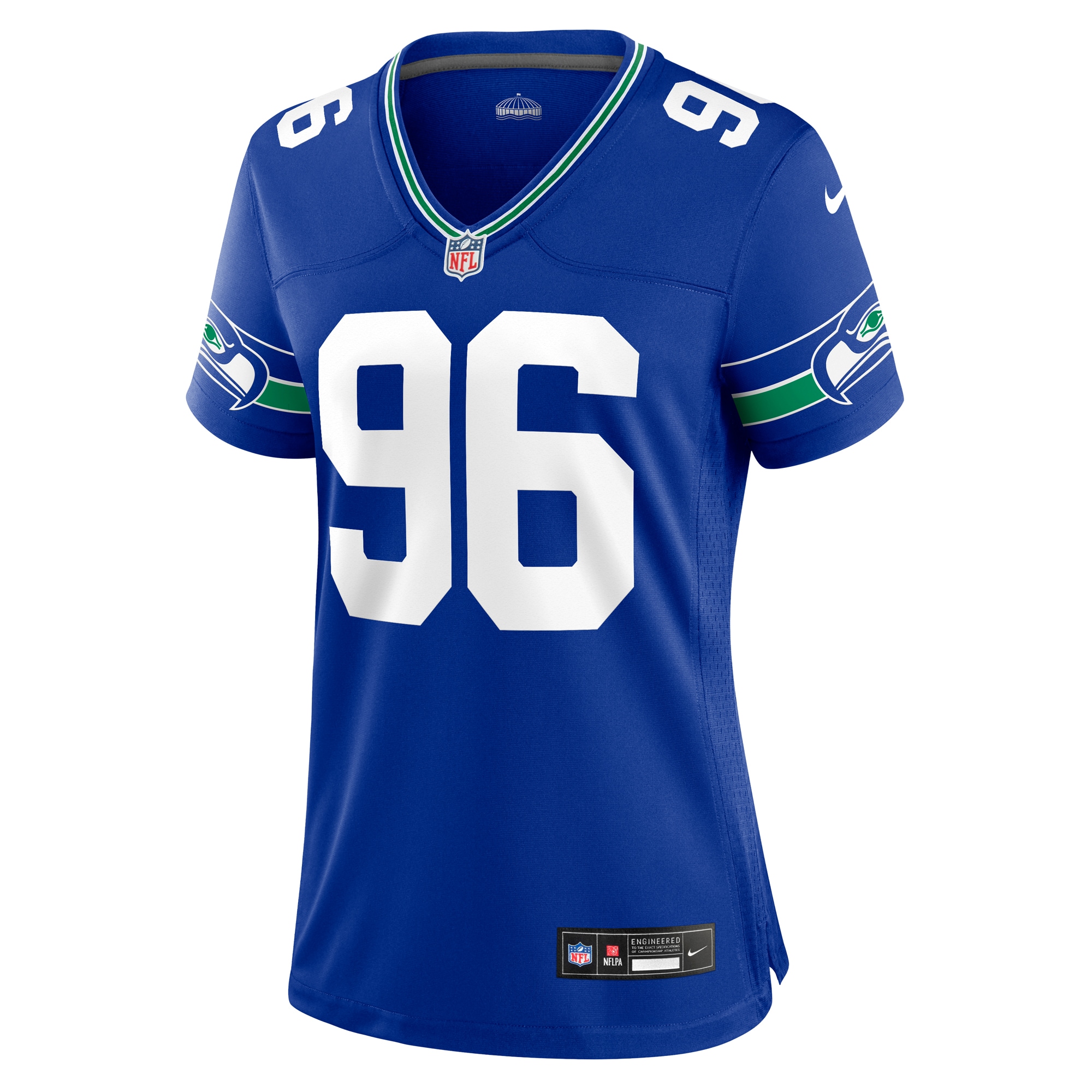 Alternative view of Women's Seattle Seahawks Cortez Kennedy Royal Throwback Player Game Jersey JS6122 nicesnker