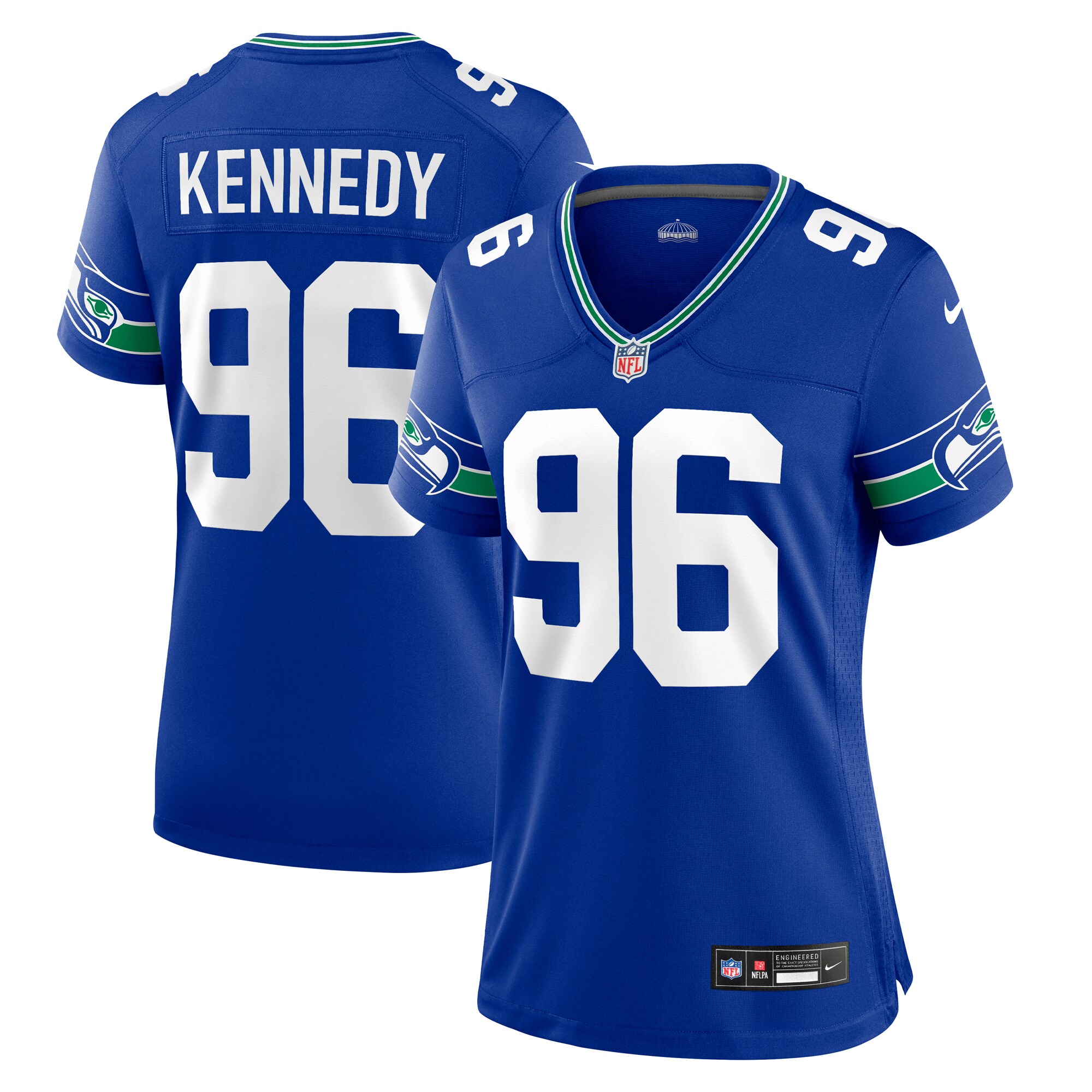 Women's Seattle Seahawks Cortez Kennedy Royal Throwback Player Game Jersey JS6122 nicesnker