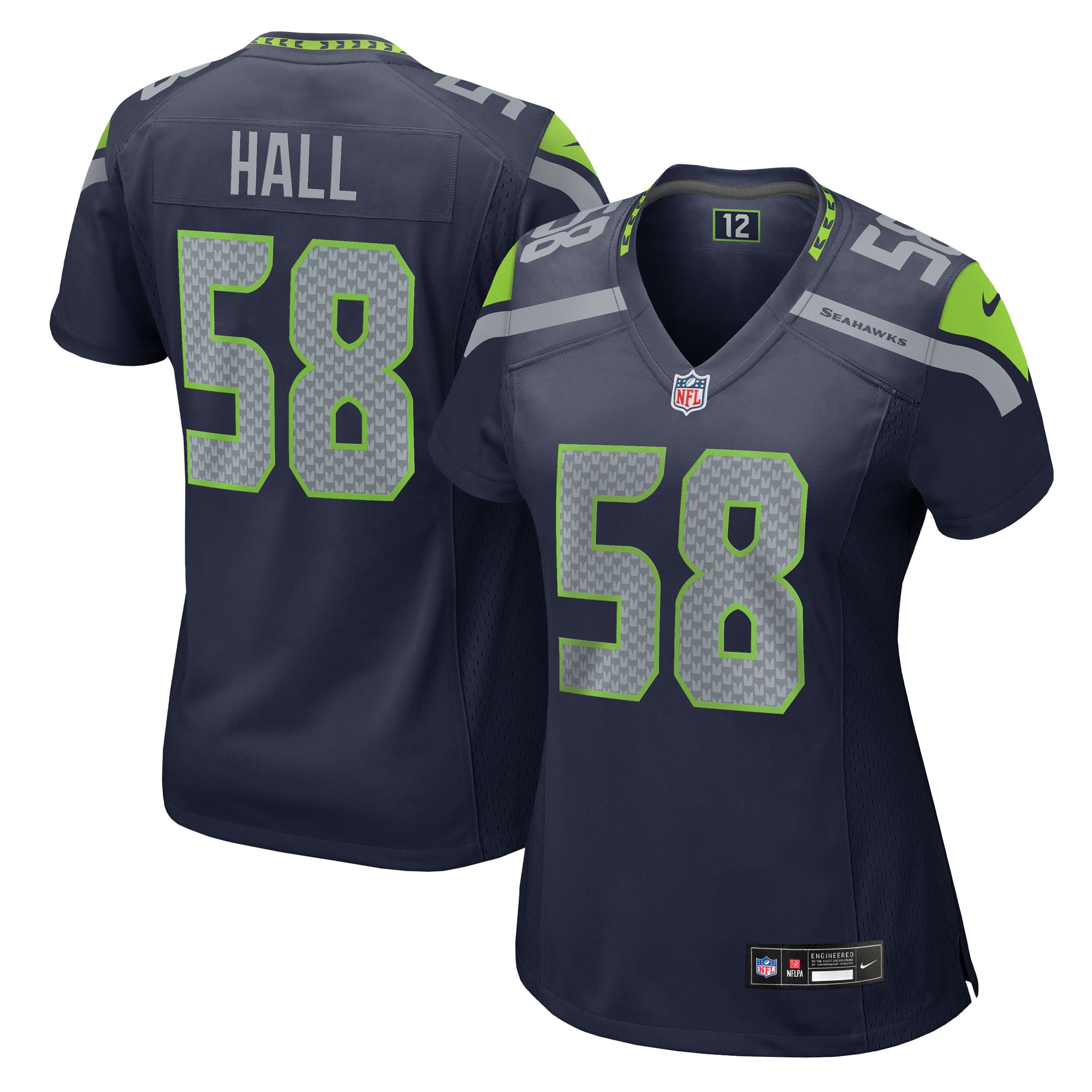 Women's Seattle Seahawks Derick Hall College Navy Team Game Jersey JS9941 nicesnker