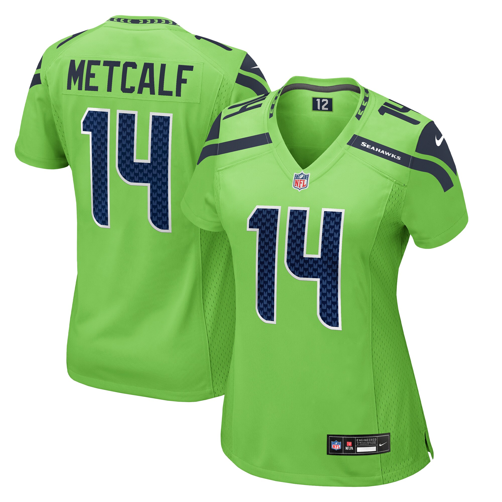 Women's Seattle Seahawks DK Metcalf Neon Green Game Jersey JS2669 nicesnker