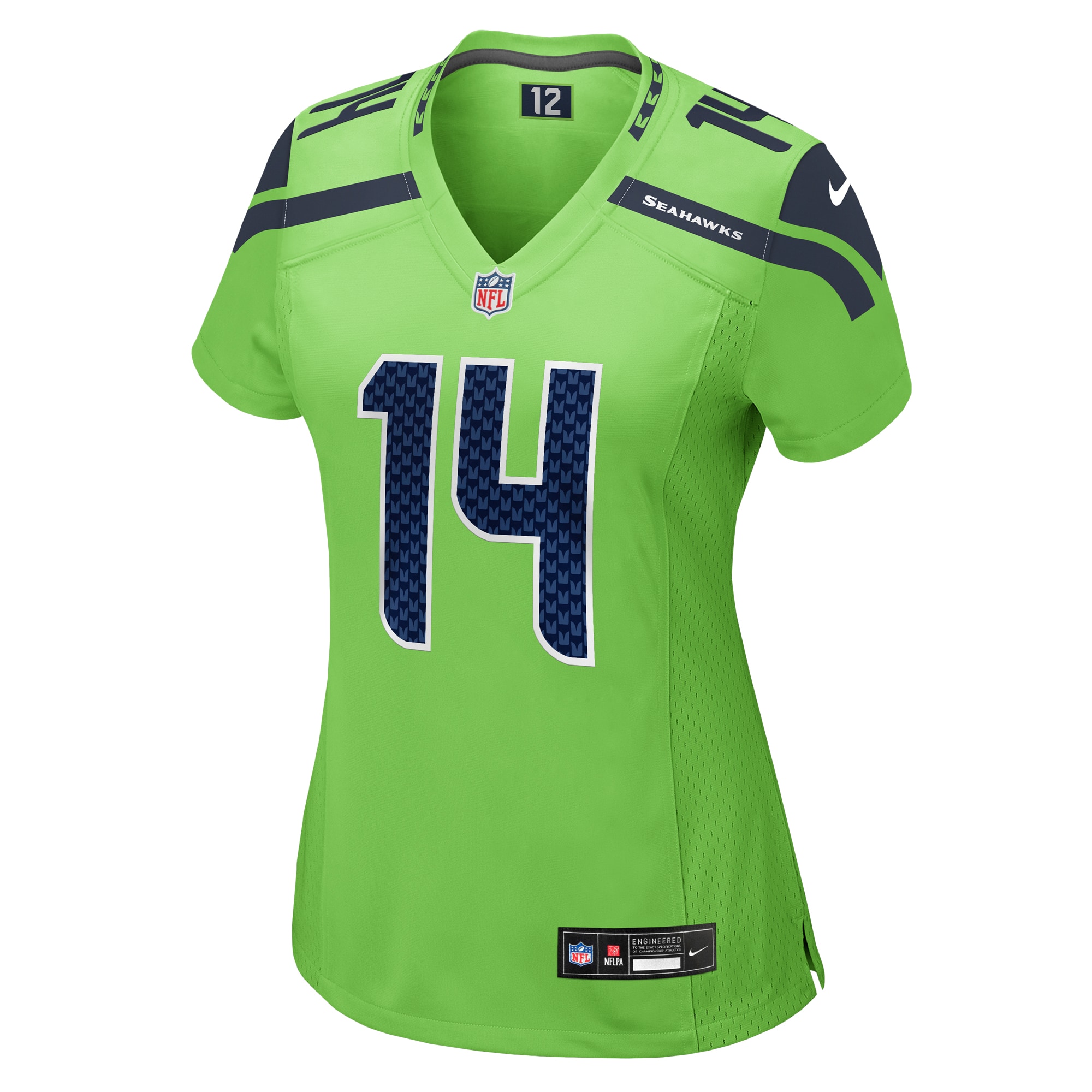 Alternative view of Women's Seattle Seahawks DK Metcalf Neon Green Game Jersey JS2669 nicesnker