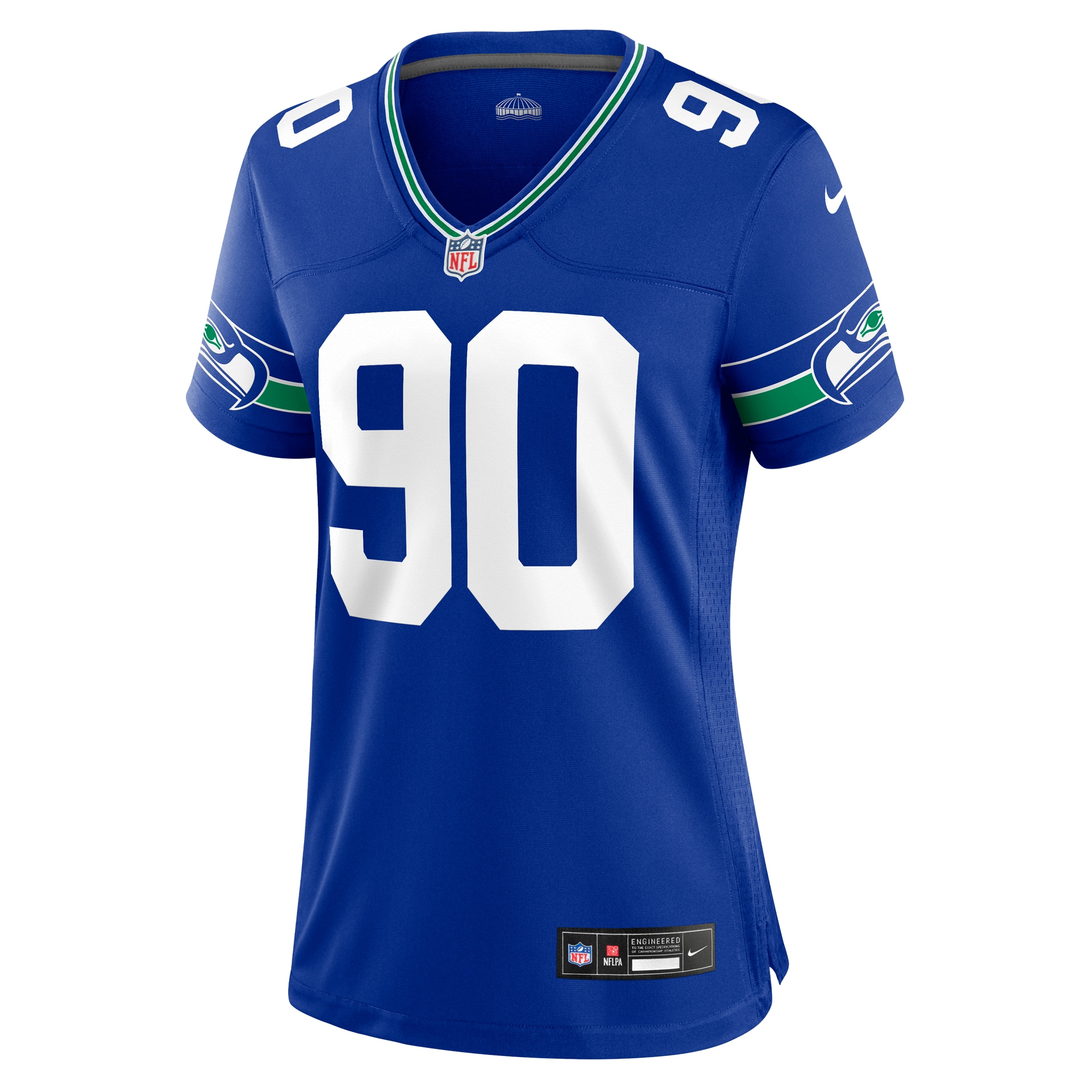 Alternative view of Women's Seattle Seahawks Jarran Reed Royal Throwback Player Game Jersey JS5972 nicesnker