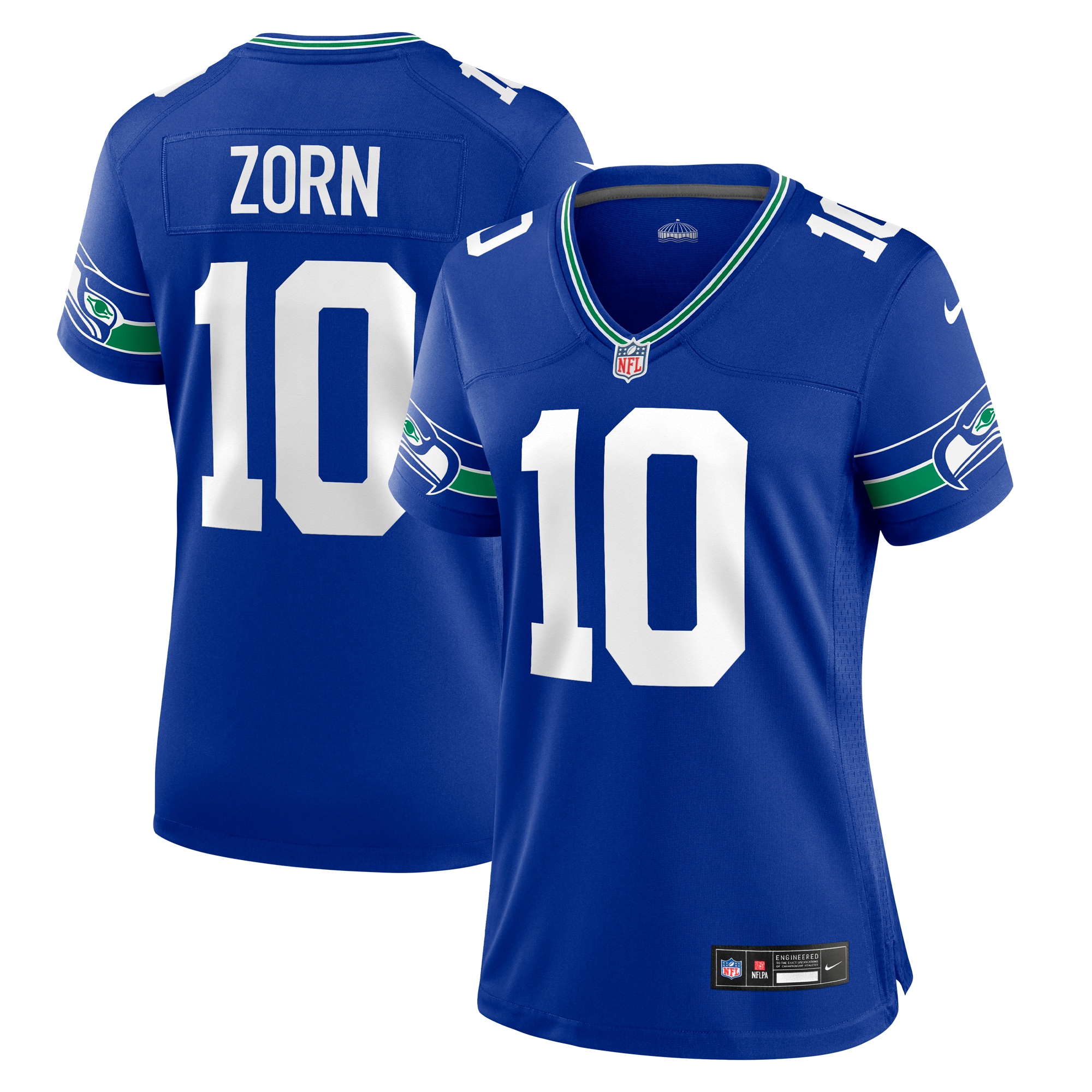Women's Seattle Seahawks Jim Zorn Royal Throwback Retired Player Game Jersey JS2377 nicesnker