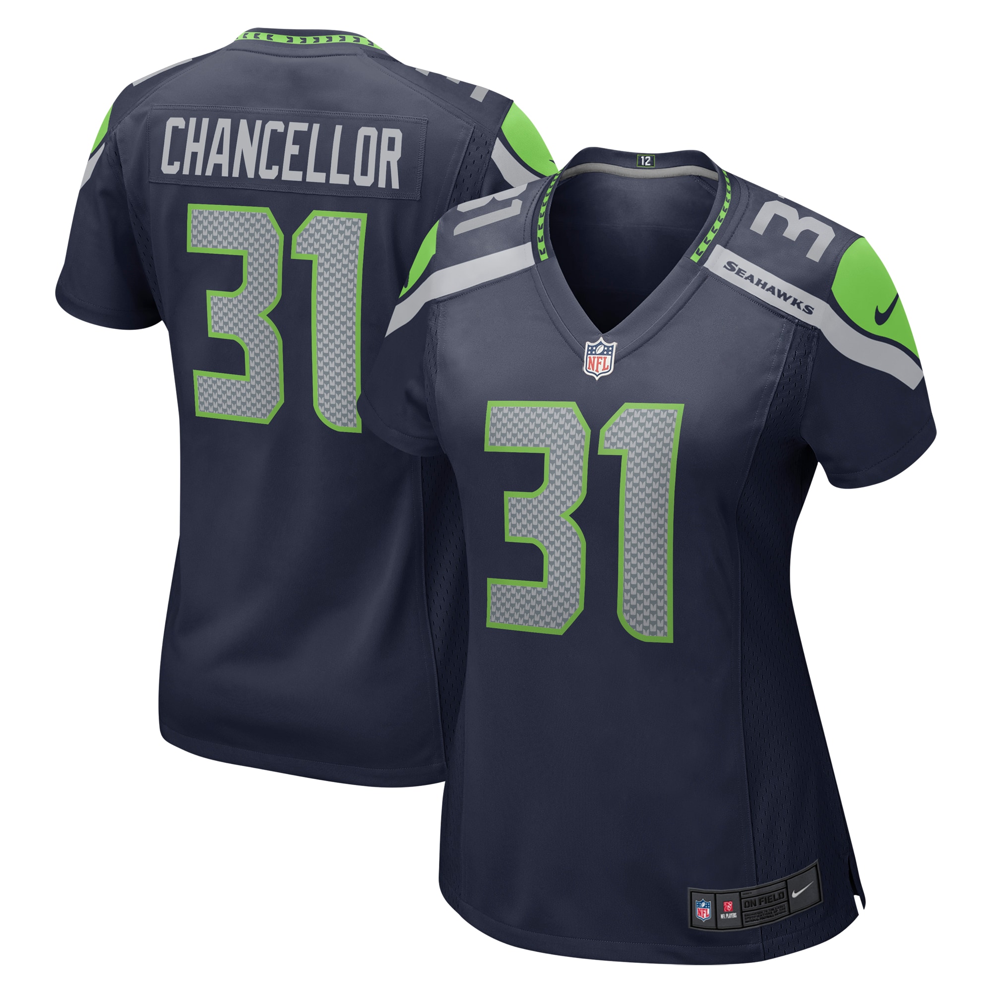 Women's Seattle Seahawks Kam Chancellor College Navy Retired Player Game Jersey JS6750 nicesnker
