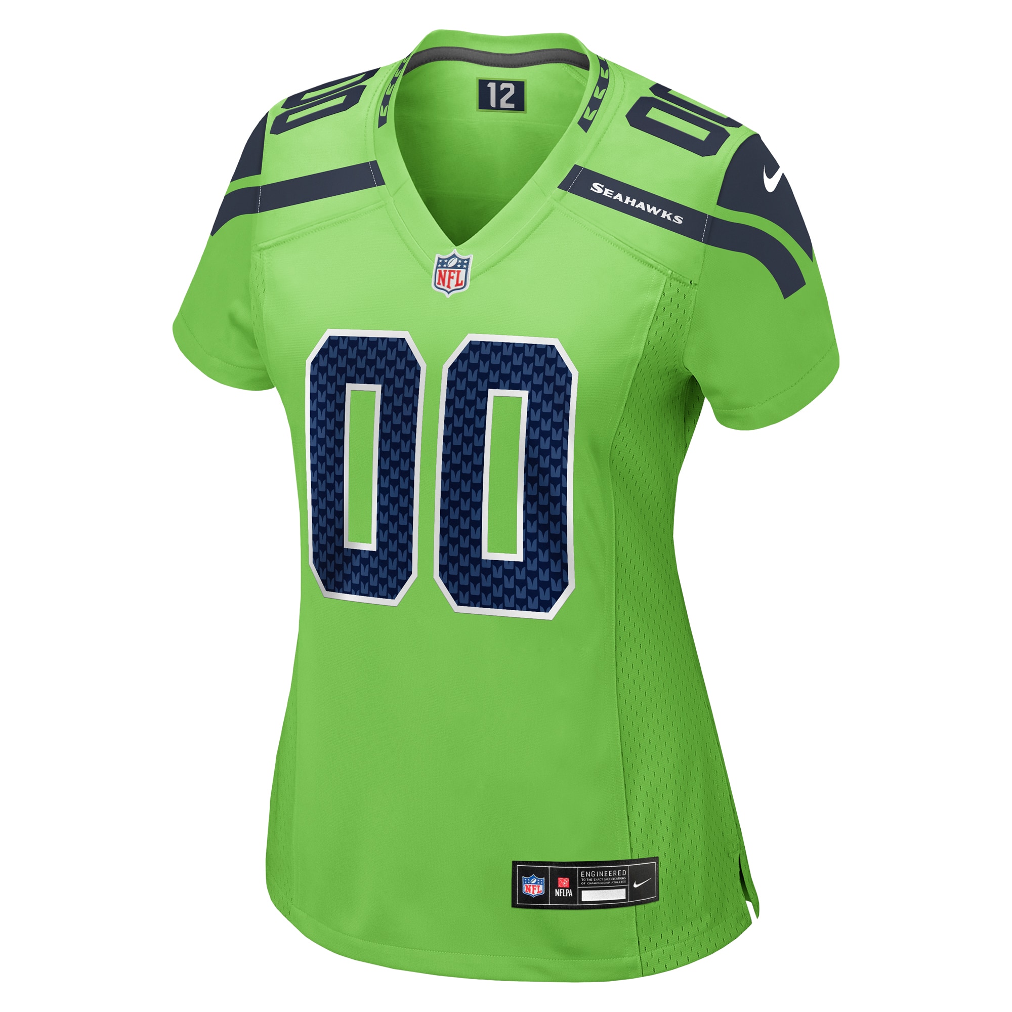 Alternative view of Women's Seattle Seahawks Neon Green Alternate Custom Game Jersey JS3848 nicesnker