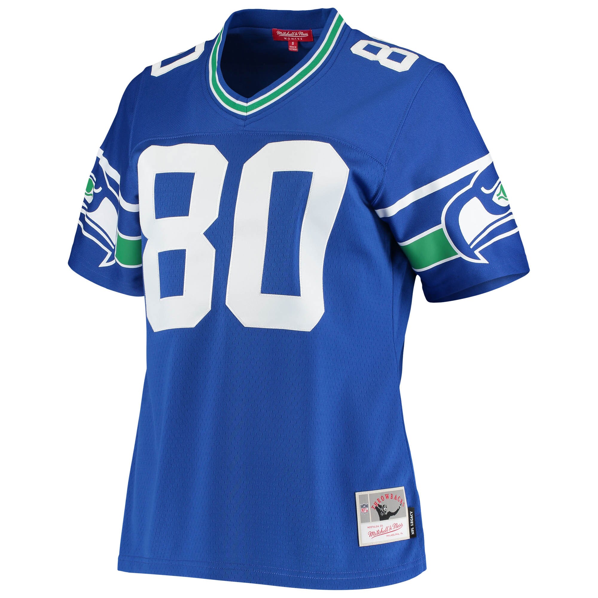 Alternative view of Women's Seattle Seahawks Steve Largent Mitchell & Ness Royal 1985 Legacy Jersey JS5097 nicesnker