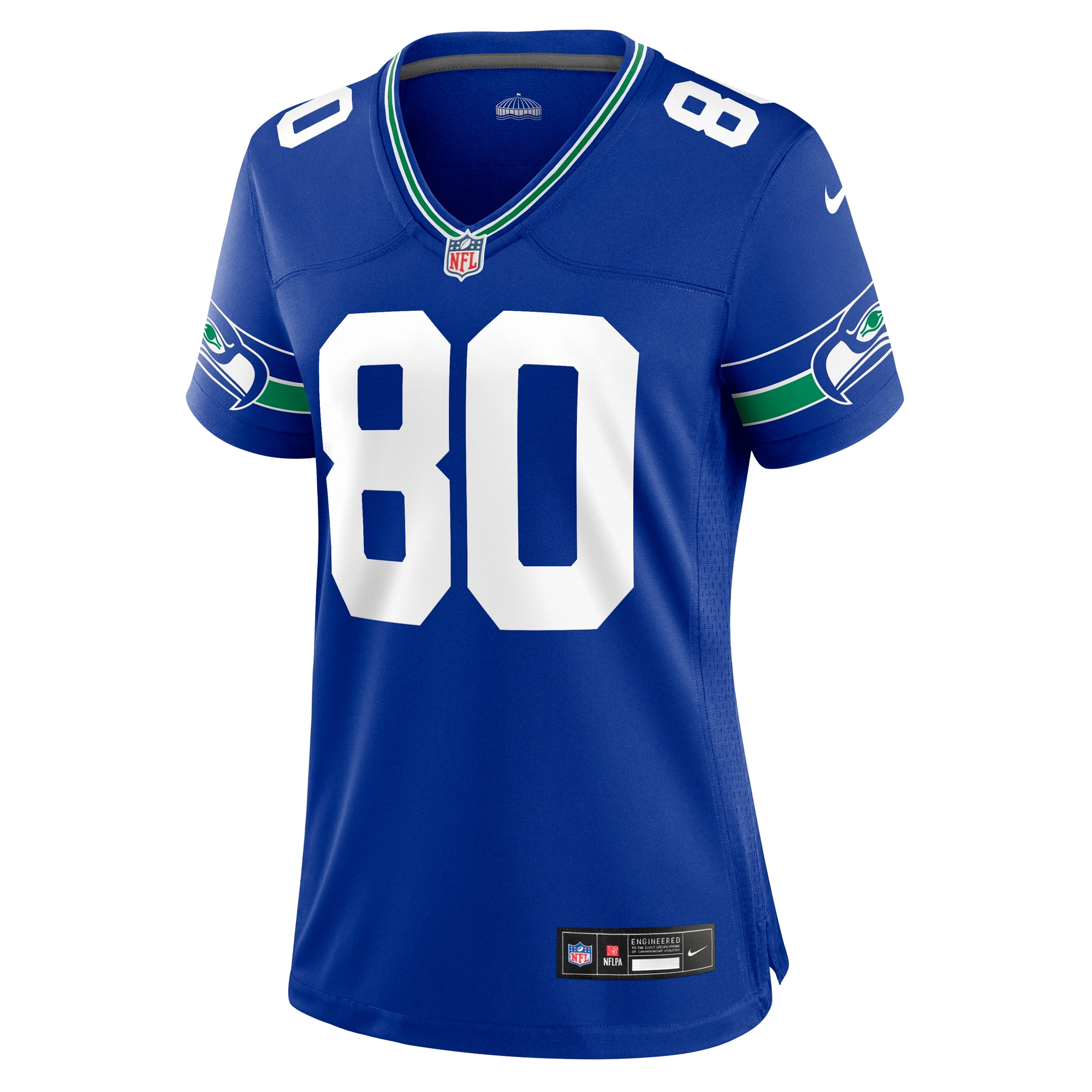 Alternative view of Women's Seattle Seahawks Steve Largent Royal Throwback Retired Player Game Jersey JS5934 nicesnker